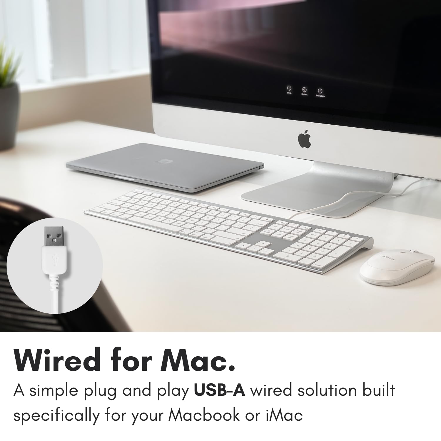 Foto 3 pulgar | Teclado Macally Ultradelgado Usb Con Cable De Tamaño Completo Para Imac - Venta Internacional.