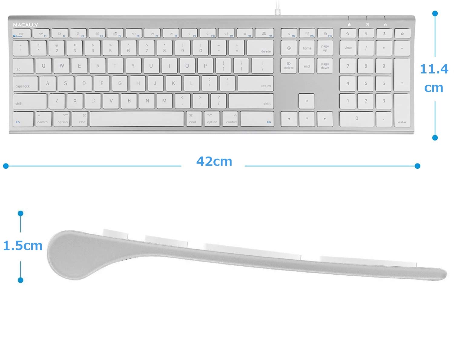 Foto 4 pulgar | Teclado Macally Ultradelgado Usb Con Cable De Tamaño Completo Para Imac - Venta Internacional.