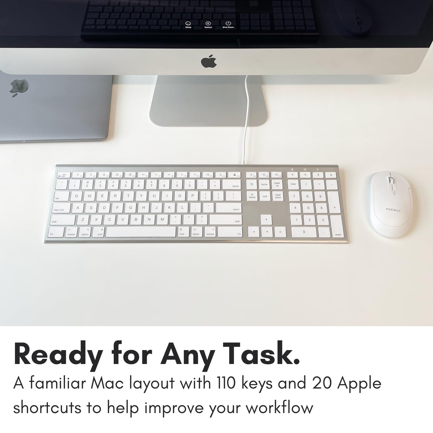 Foto 4 | Teclado Macally Ultradelgado Usb Con Cable De Tamaño Completo Para Imac - Venta Internacional.