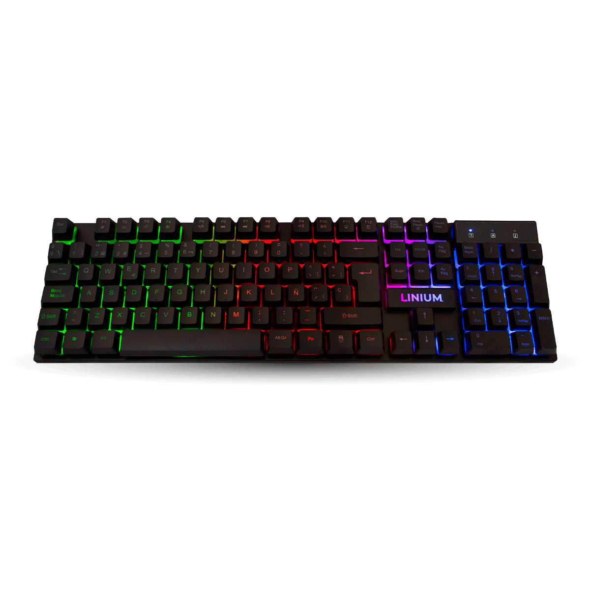 Foto 2 pulgar | Teclado Gamer Luz Rainbow Linium Ergonomico Español Premium