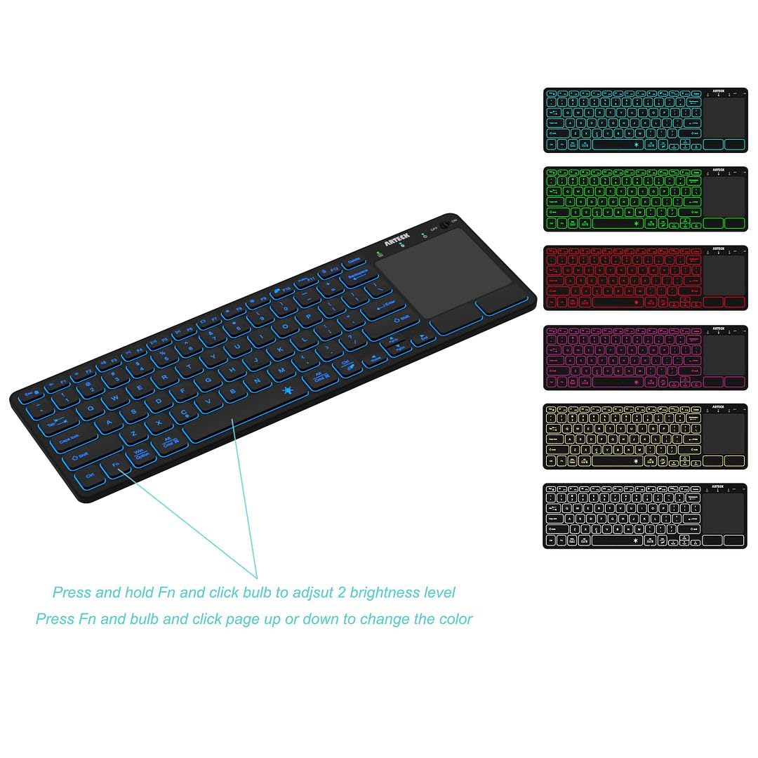 Foto 7 pulgar | Teclado Bluetooth Touch Tv Arteck Con Retroiluminación Universal - Venta Internacional.