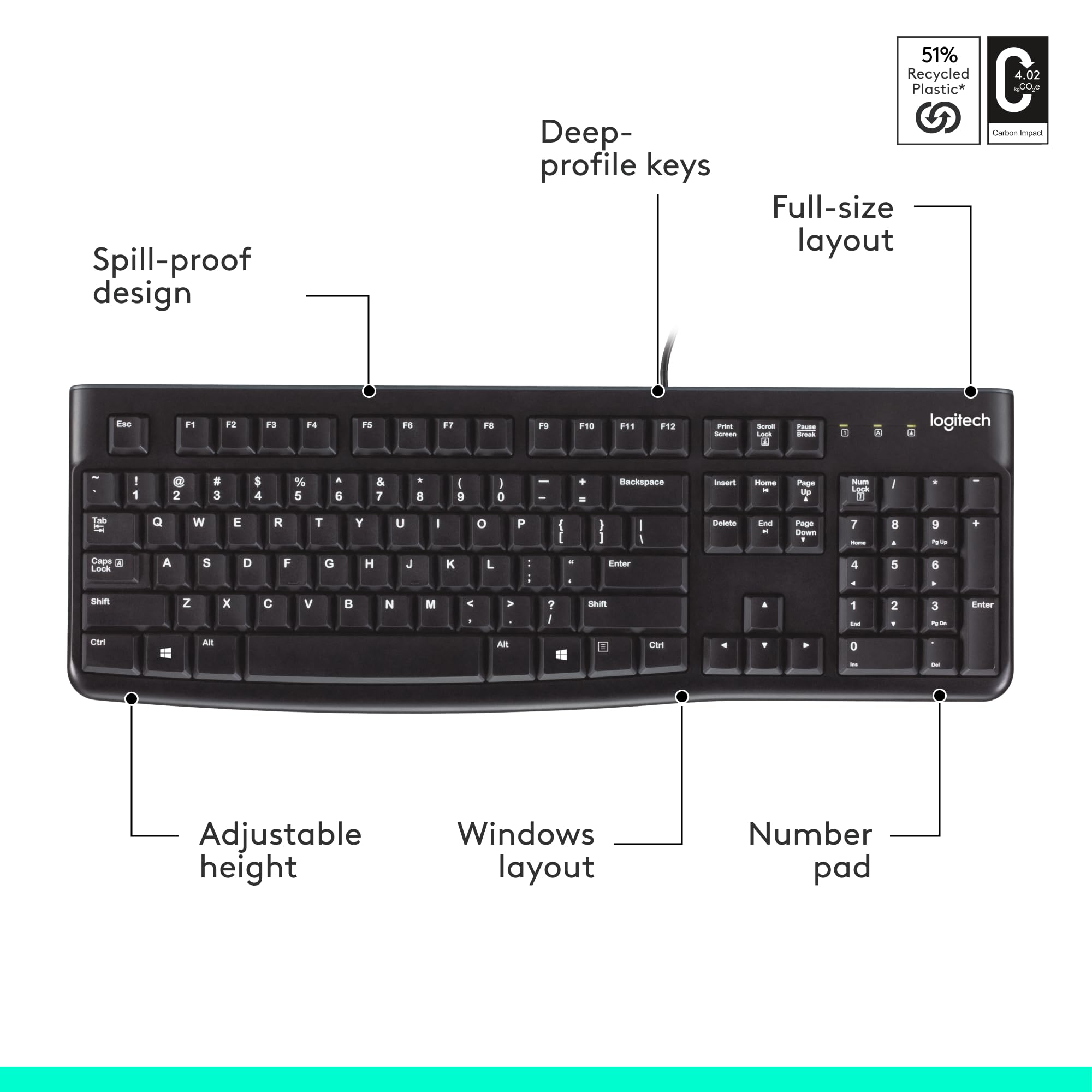 Foto 8 pulgar | Teclado Logitech K120 con Cable Negro - Venta Internacional