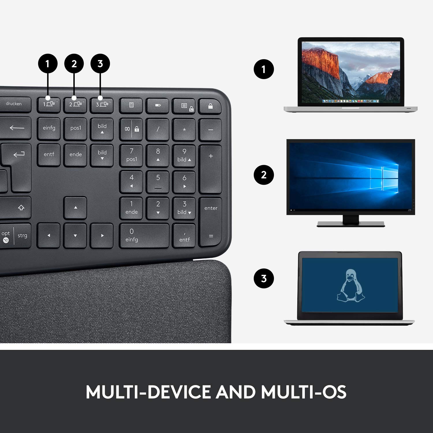 Foto 5 pulgar | Teclado Inalámbrico Logitech Ergo K860 Split Graphite - Venta Internacional.