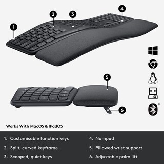 Foto 6 | Teclado Inalámbrico Logitech Ergo K860 Split Graphite - Venta Internacional.