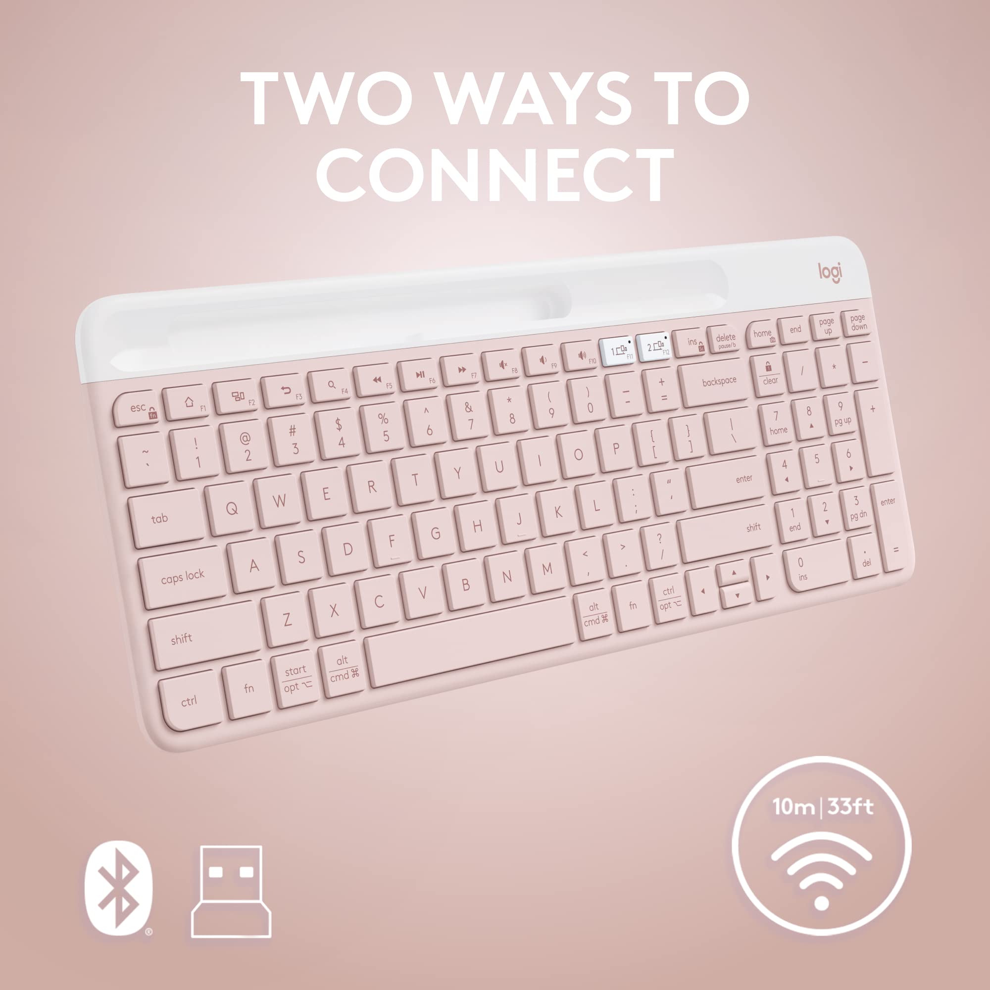 Foto 5 | Teclado Logitech K585, Multidispositivo, Delgado, Inalámbrico, Rosa - Venta Internacional.