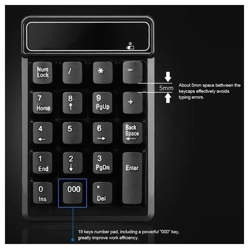 Foto 6 pulgar | Teclado Numérico Inalámbrico Semimecánico Impermeable De 2,4 Ghz - Venta Internacional.