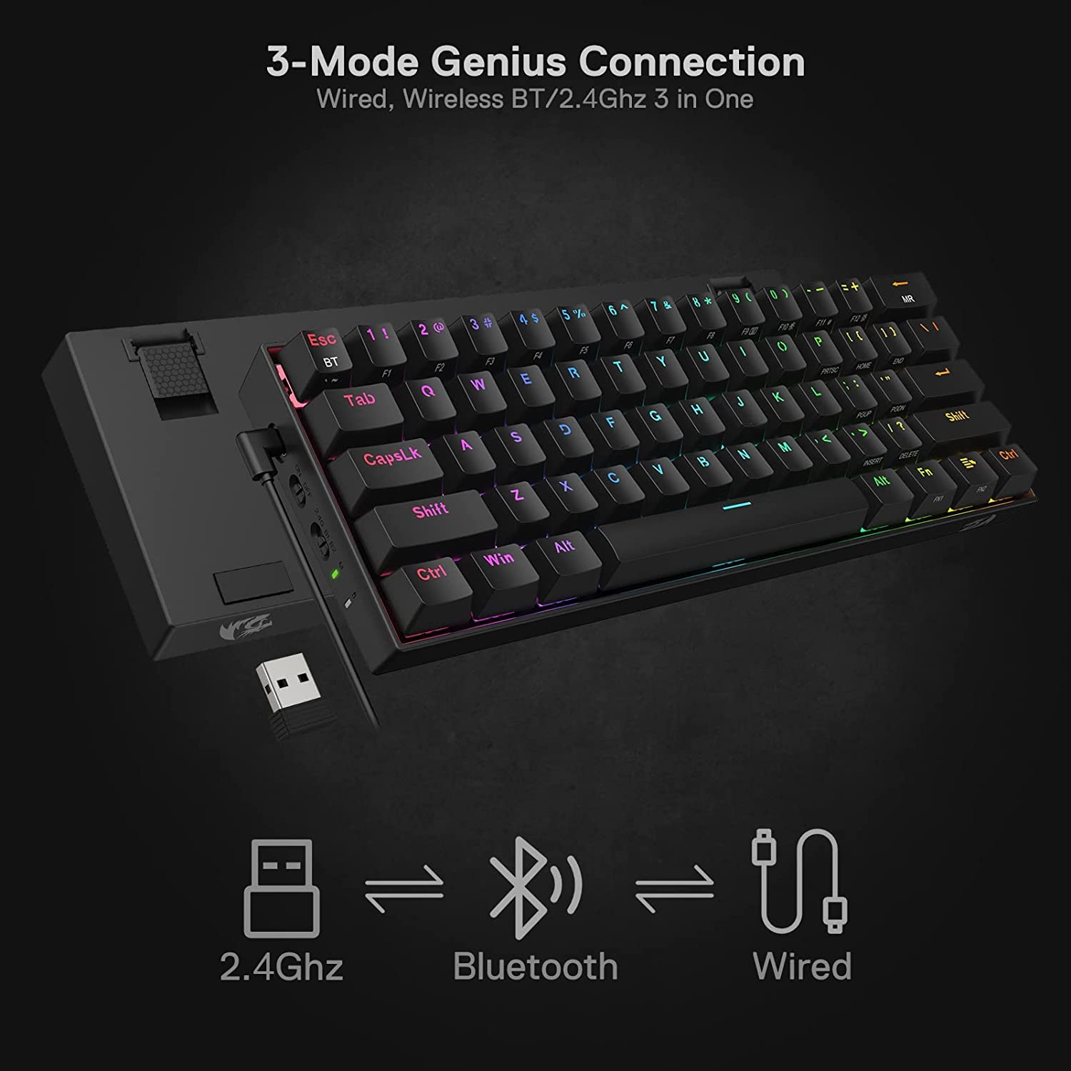 Foto 2 | Teclado Mecánico Redragon K530 Pro Draconic 60% Rgb - Venta Internacional.