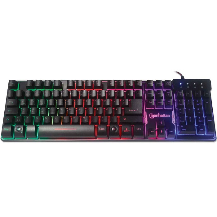 Teclado Manhattan Gaming Retroiluminado Led Alambrico Usb 178457