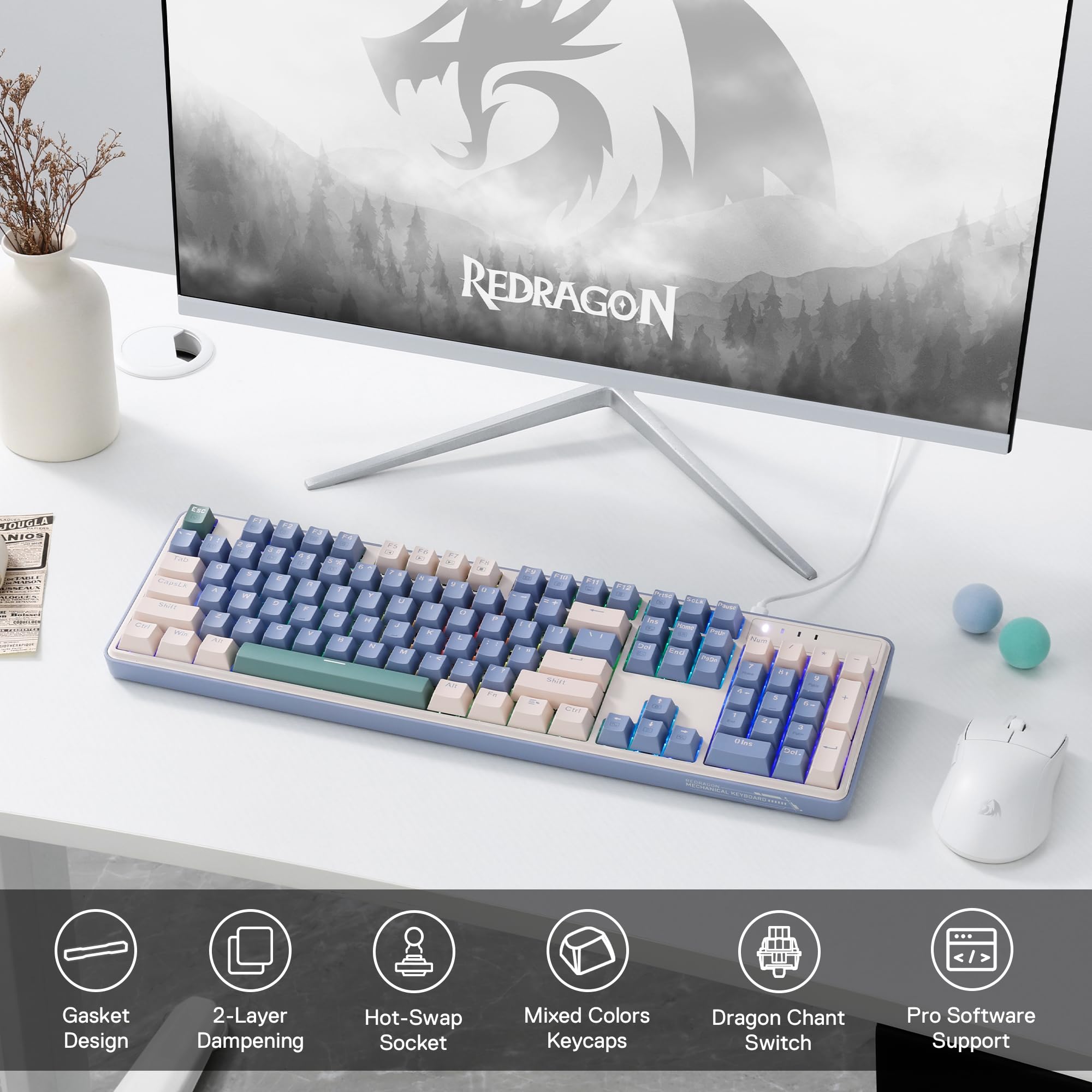 Foto 3 pulgar | Teclado Para Juegos Redragon K685 104 Teclas Con Junta Cableada Rgb - Venta Internacional.