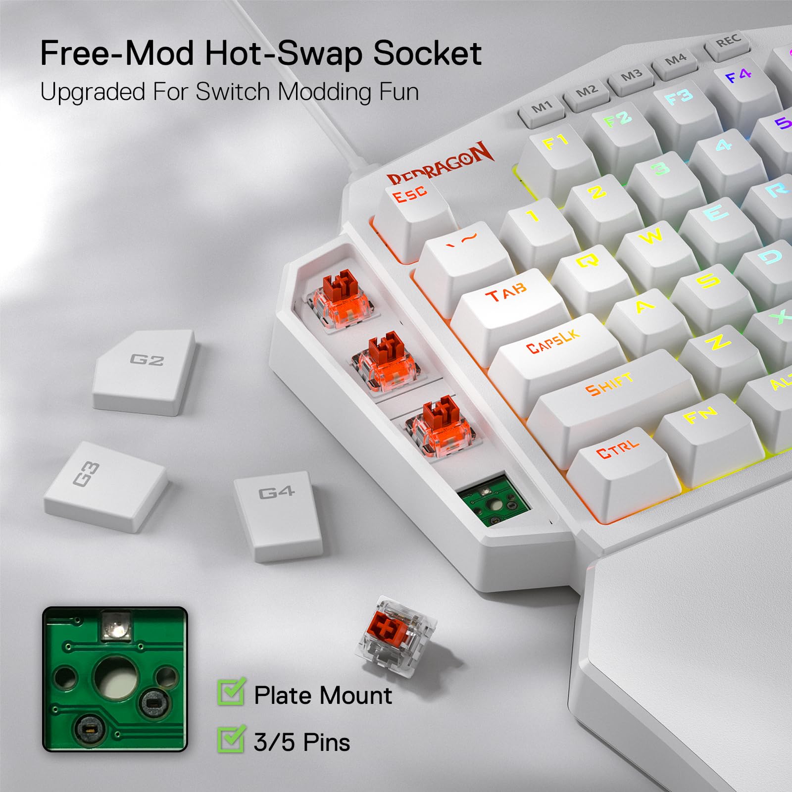 Foto 4 | Teclado Gaming Redragon K585 Diti Rgb Mechanical 42 Teclas - Venta Internacional.