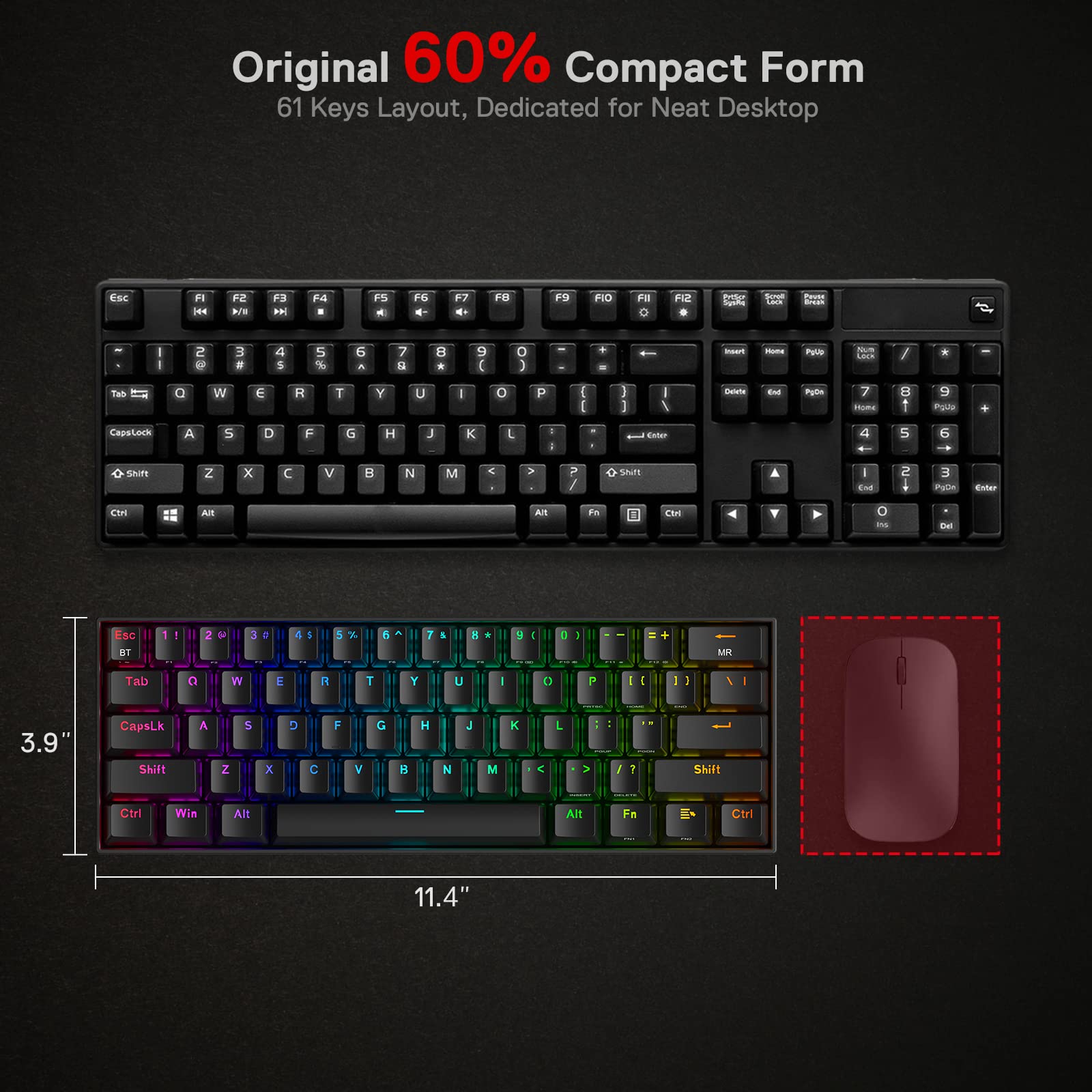 Foto 6 pulgar | Teclado Mecánico Redragon K530 Pro Draconic 60% Rgb - Venta Internacional.