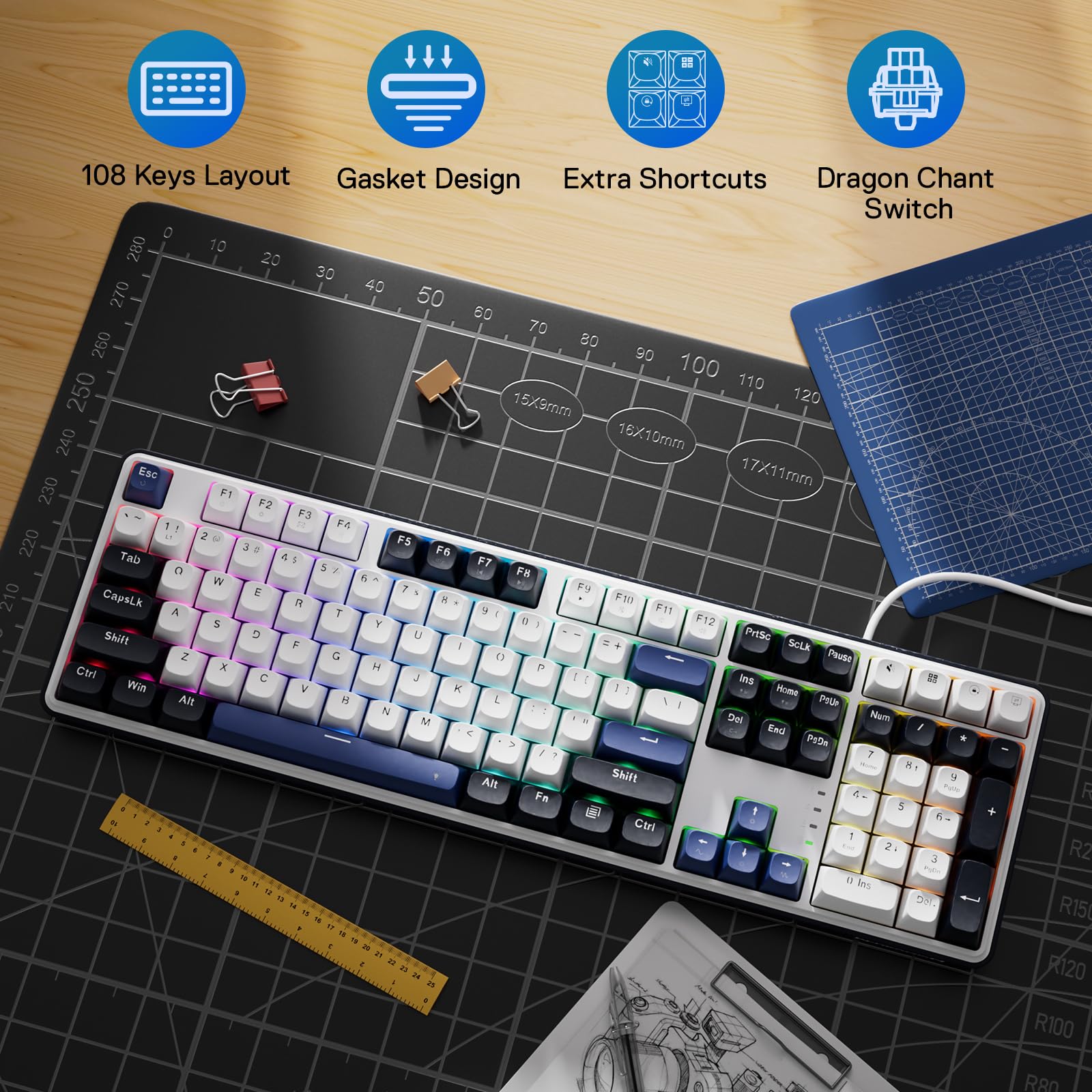 Foto 3 pulgar | Teclado Gaming Redragon K689 Con Junta Cableada Rgb 104 Teclas - Venta Internacional.