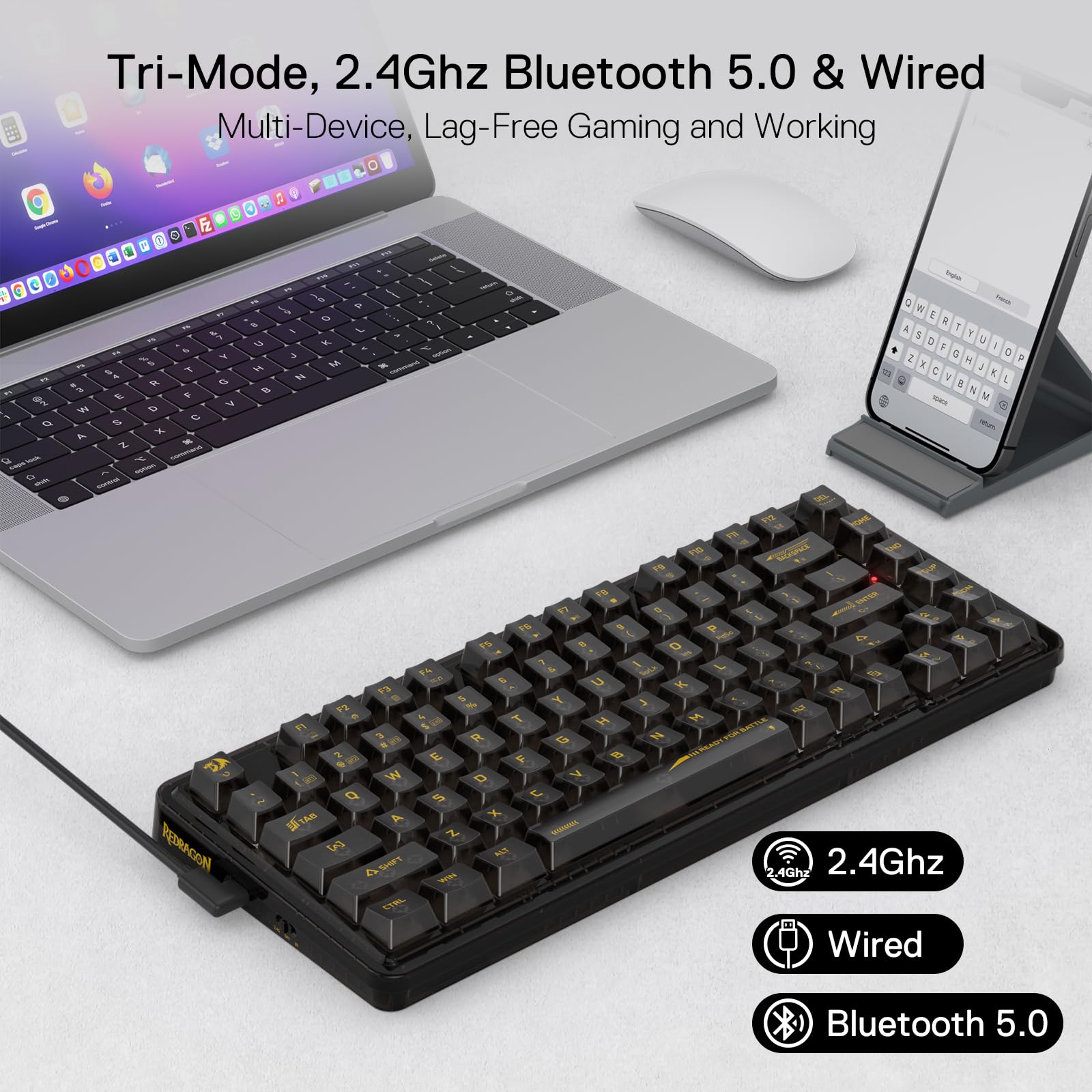 Foto 6 pulgar | Teclado Redragon K649 Pro 78% Inalámbrico Rgb Con Junta 82 Teclas - Venta Internacional.