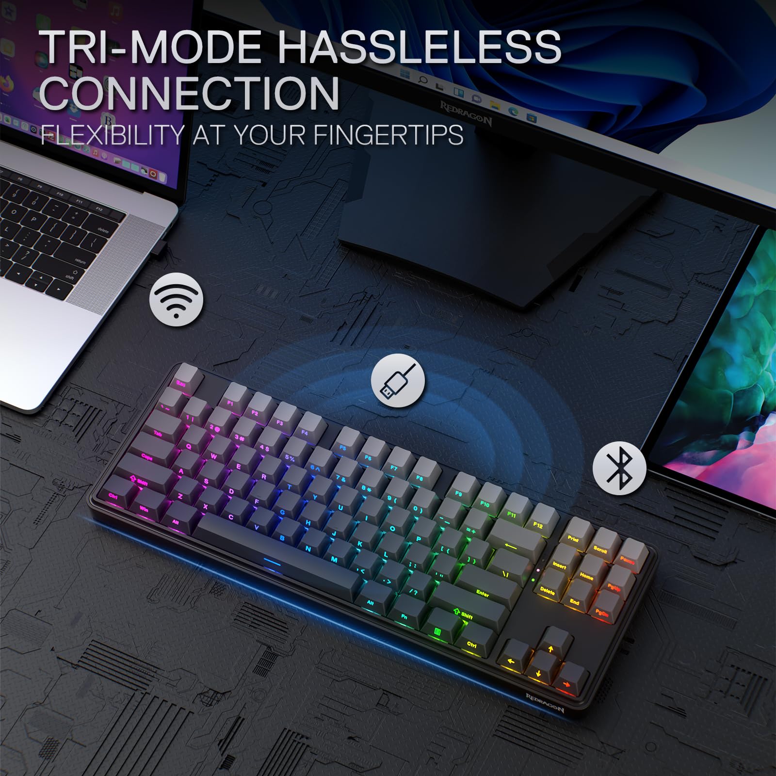 Foto 8 pulgar | Teclado Para Juegos Redragon K707 Pro Gb 80% Gasket Rgb Tkl - Venta Internacional.
