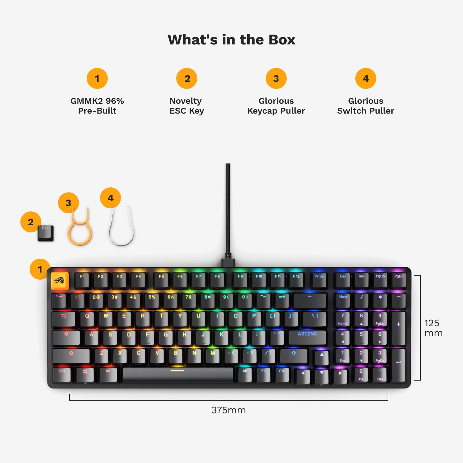 Foto 7 pulgar | Teclado Mecánico Para Juegos Glorious Gmmk 2 Hotswap 96% Rgb - Venta Internacional.