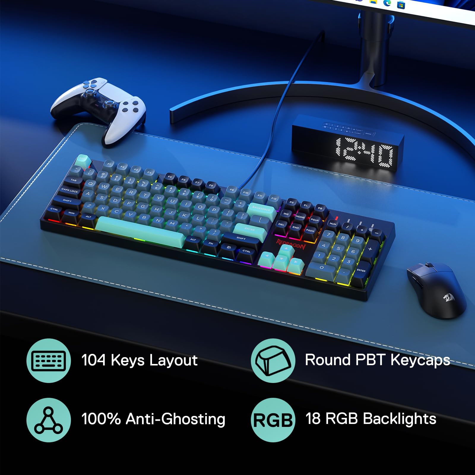 Foto 3 pulgar | Teclado Para Juegos Redragon K582 Se Con Cable Rgb De 104 Teclas - Venta Internacional.