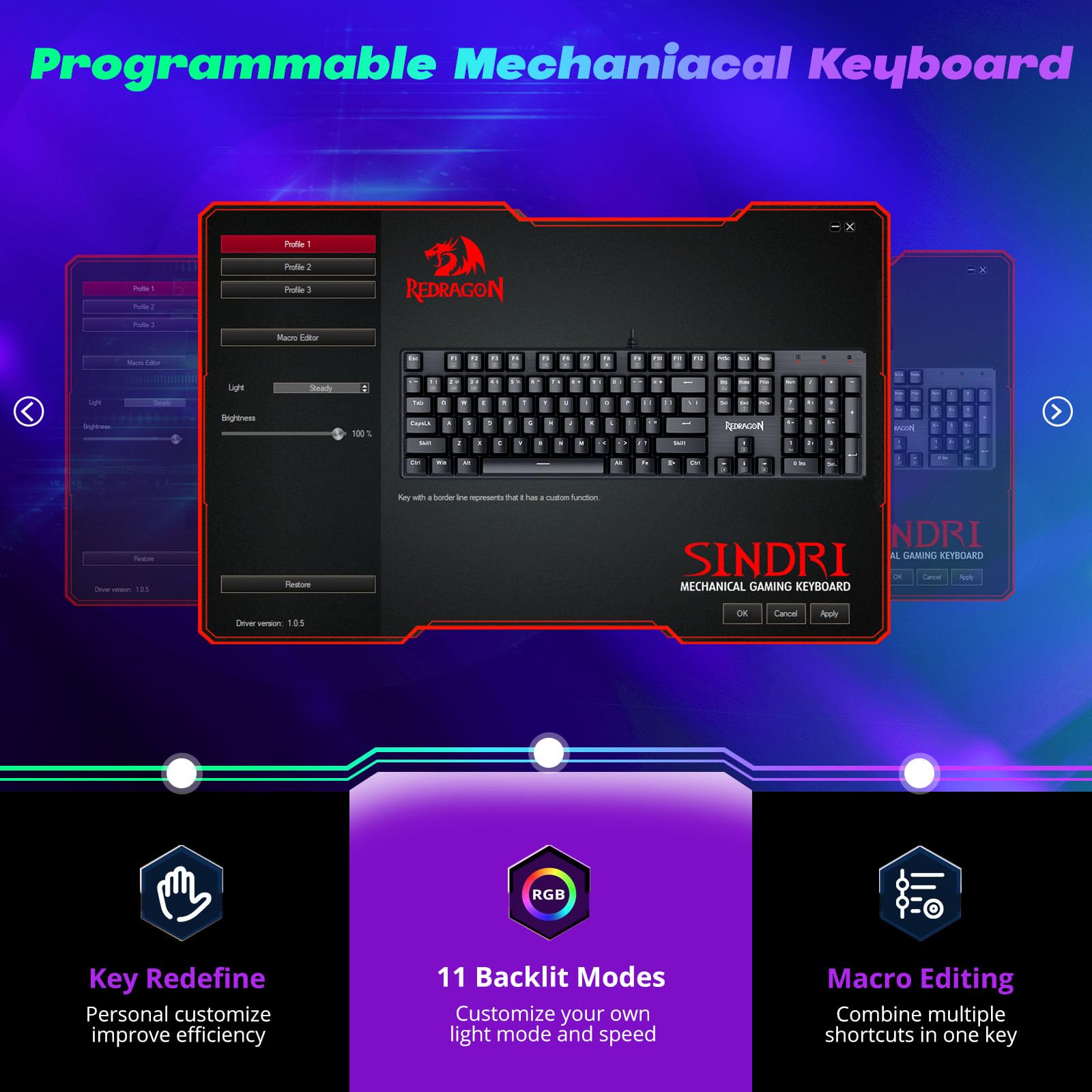 Foto 5 pulgar | Teclado Mecánico Para Juegos Redragon K671 Rgb Retroiluminado - Venta Internacional.