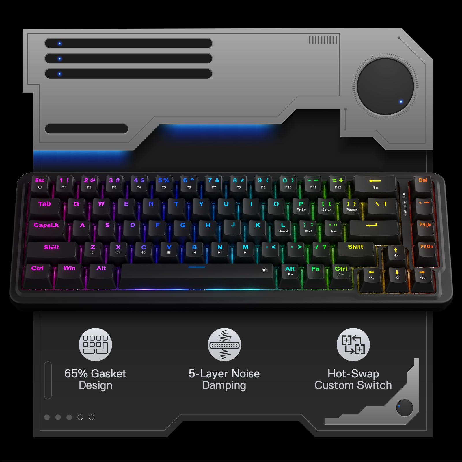Foto 3 pulgar | Teclado Gaming Redragon K709 65% Con Junta Cableada Rgb 68 Teclas - Venta Internacional.