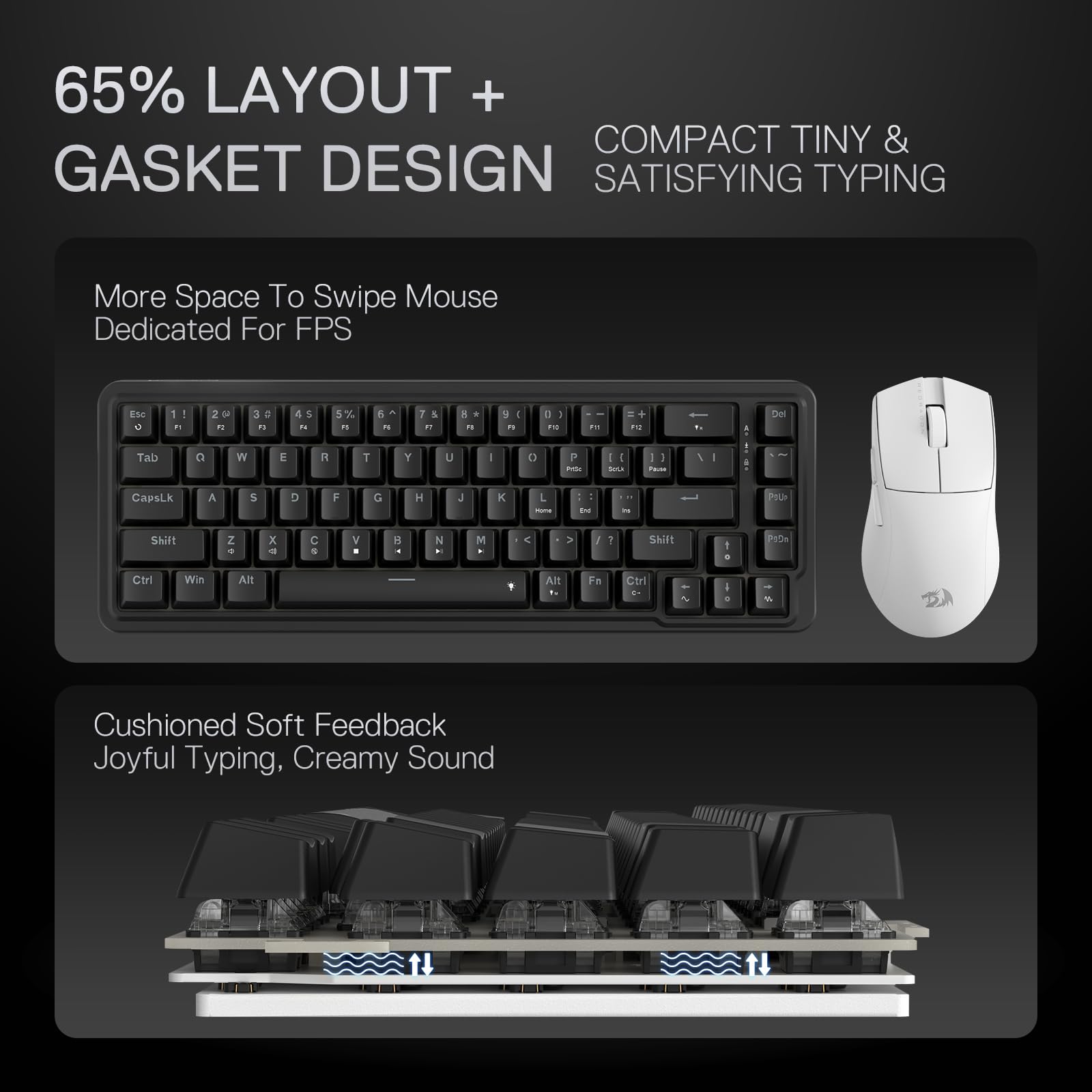 Foto 4 pulgar | Teclado Gaming Redragon K709 65% Con Junta Cableada Rgb 68 Teclas - Venta Internacional.
