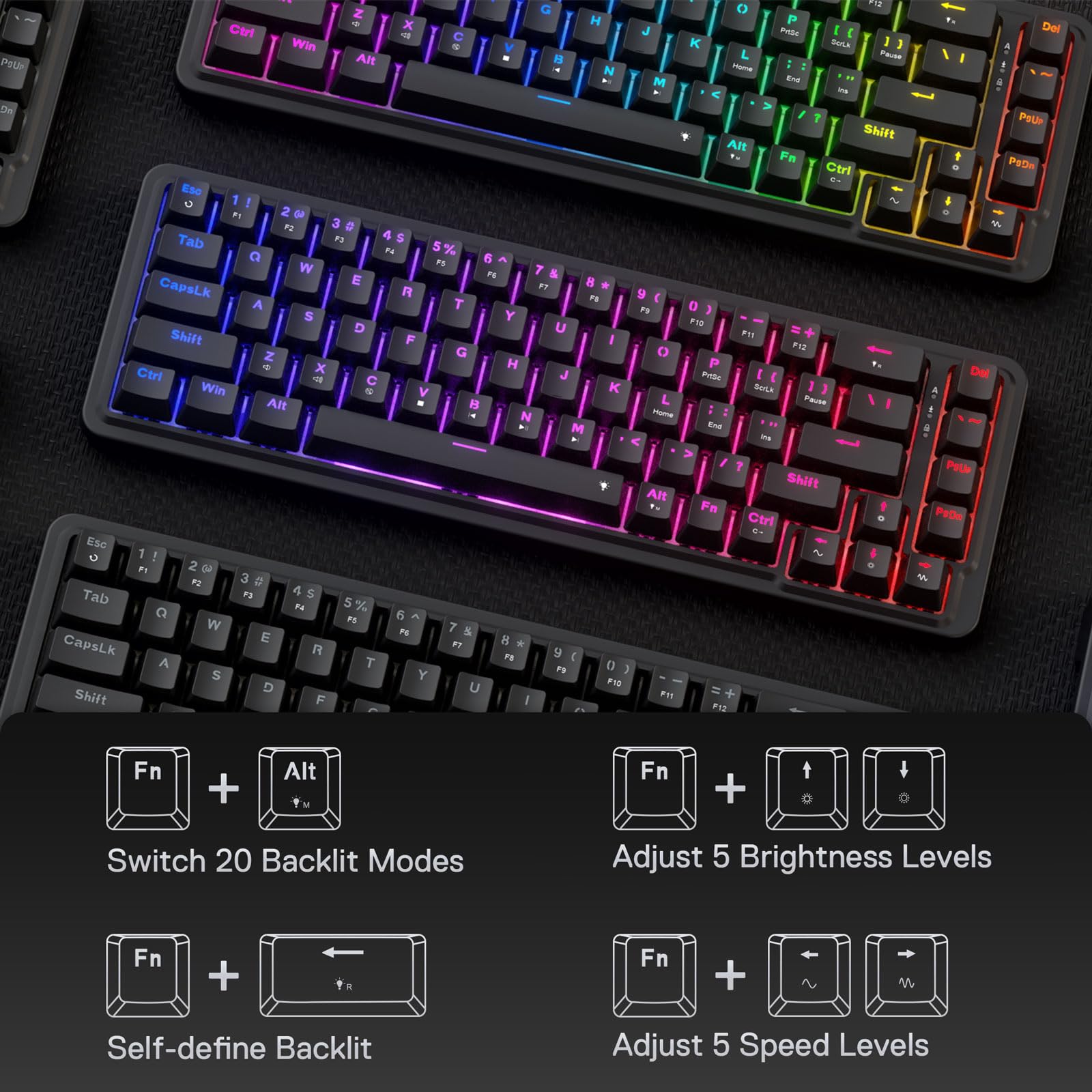 Foto 8 pulgar | Teclado Gaming Redragon K709 65% Con Junta Cableada Rgb 68 Teclas - Venta Internacional.