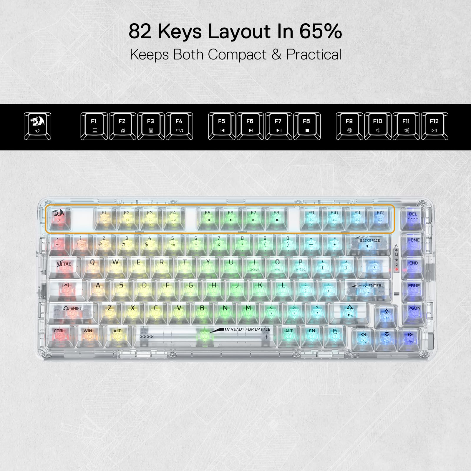 Foto 5 pulgar | Teclado Redragon K649 Pro 78% Inalámbrico Rgb Con Junta 82 Teclas - Venta Internacional.