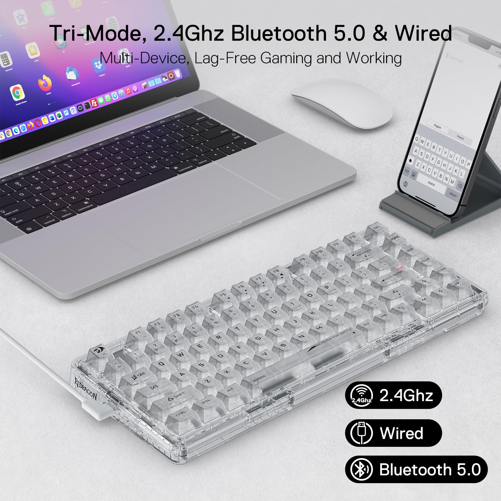 Foto 6 pulgar | Teclado Redragon K649 Pro 78% Inalámbrico Rgb Con Junta 82 Teclas - Venta Internacional.