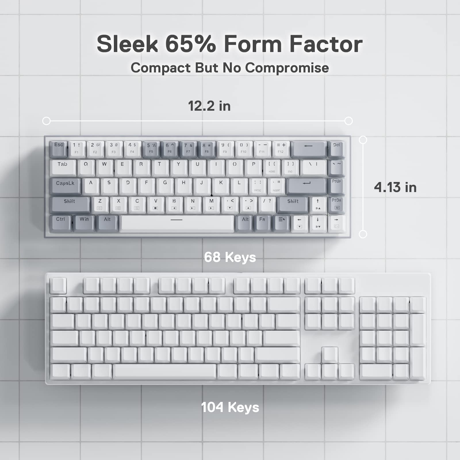 Foto 4 pulgar | Teclado Gaming Redragon K631 Grey 65% Cableado Rgb 68 Teclas - Venta Internacional.