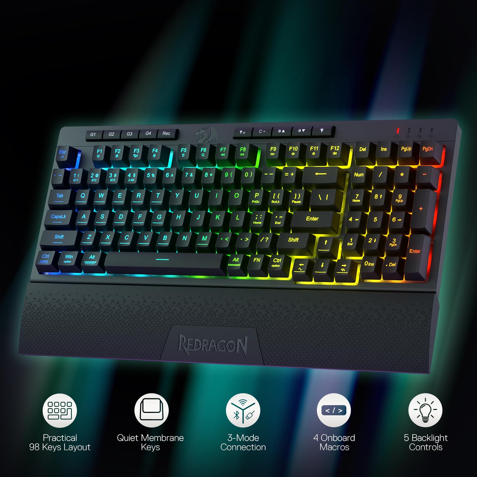 Foto 3 pulgar | Teclado Para Juegos Redragon K515 Pro Shiva Rgb Wireless - Venta Internacional.