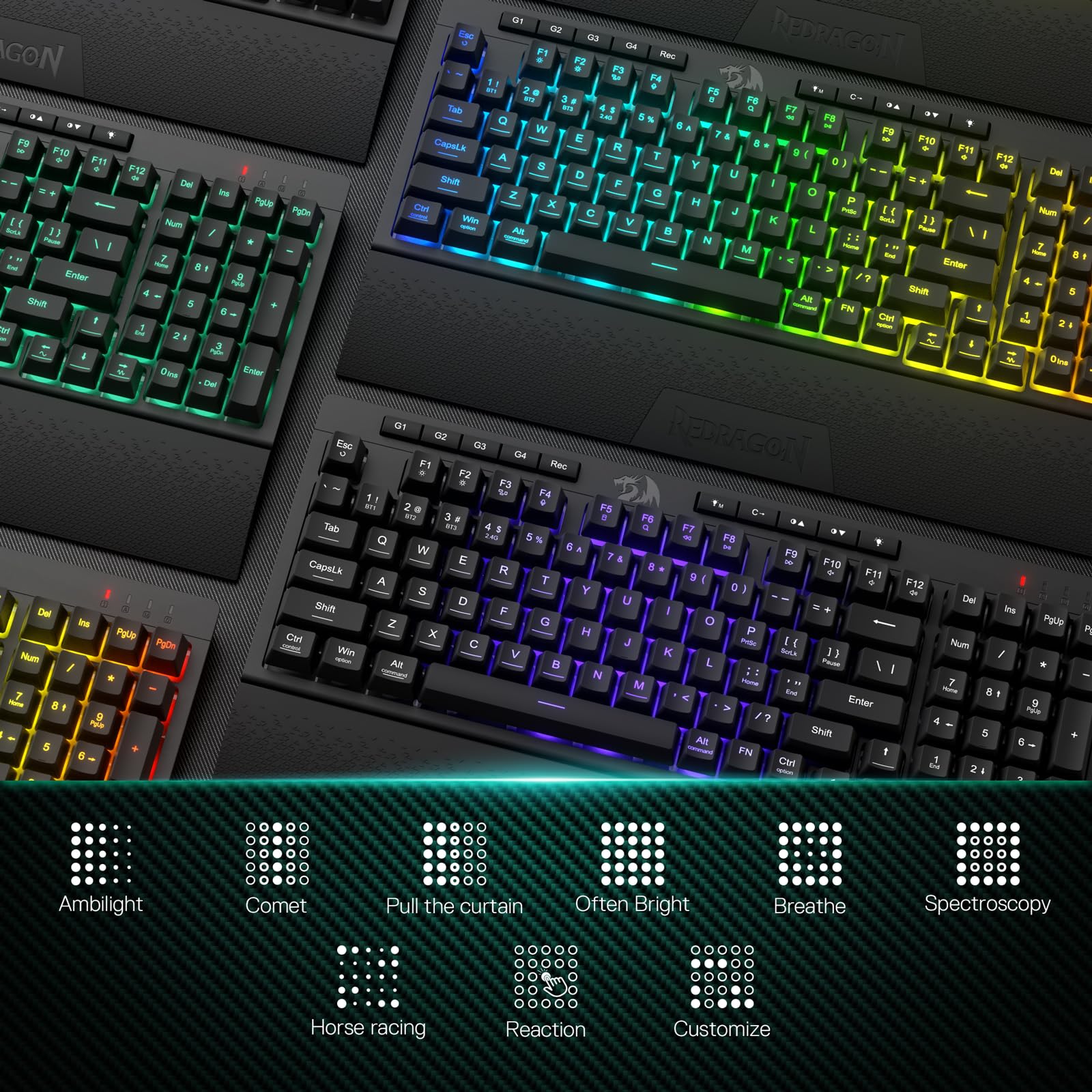 Foto 7 pulgar | Teclado Para Juegos Redragon K515 Pro Shiva Rgb Wireless - Venta Internacional.
