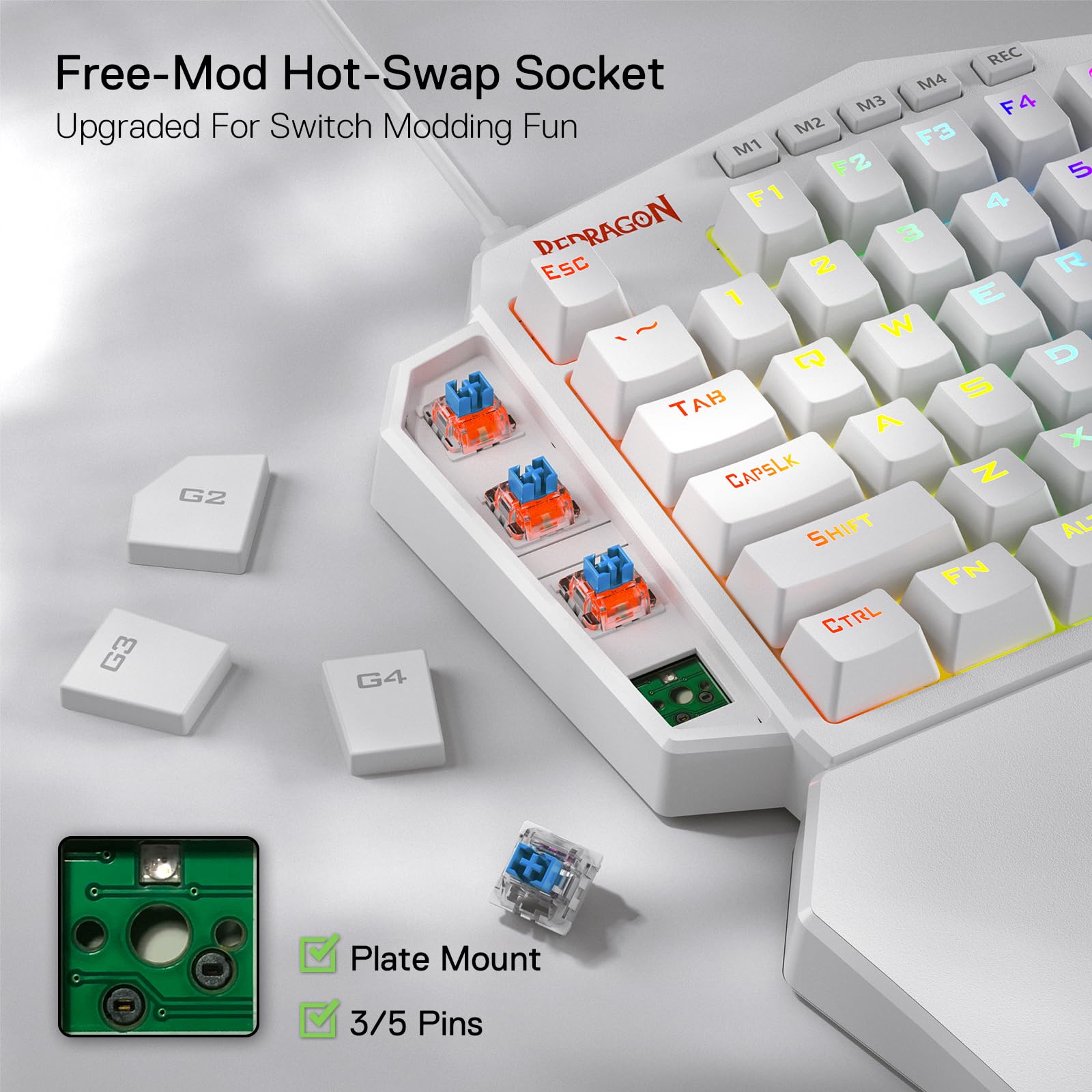 Foto 5 pulgar | Teclado Gaming Redragon K585 Diti Rgb Mechanical 42 Teclas - Venta Internacional.