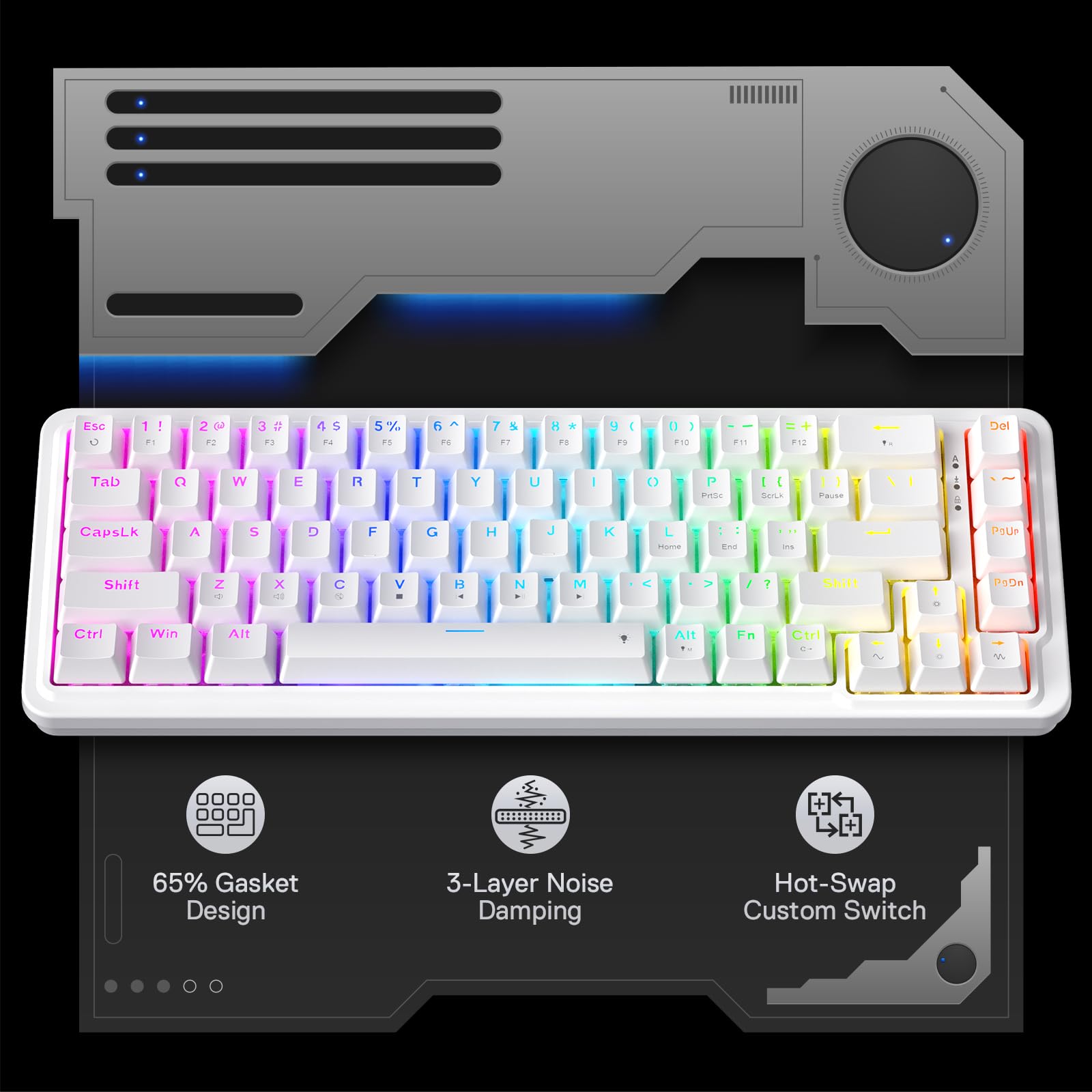 Foto 3 pulgar | Teclado Gaming Redragon K709 65% Con Junta Cableada Rgb 68 Teclas - Venta Internacional.