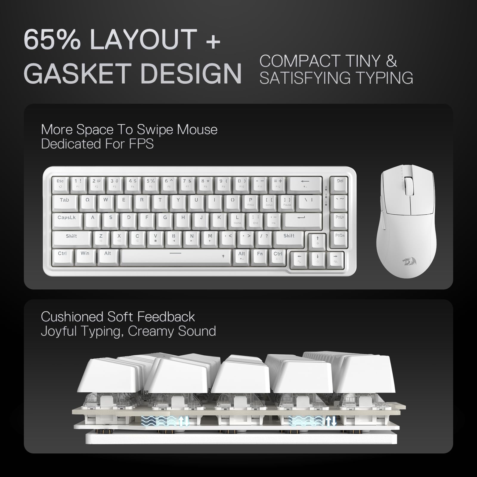 Foto 4 pulgar | Teclado Gaming Redragon K709 65% Con Junta Cableada Rgb 68 Teclas - Venta Internacional.