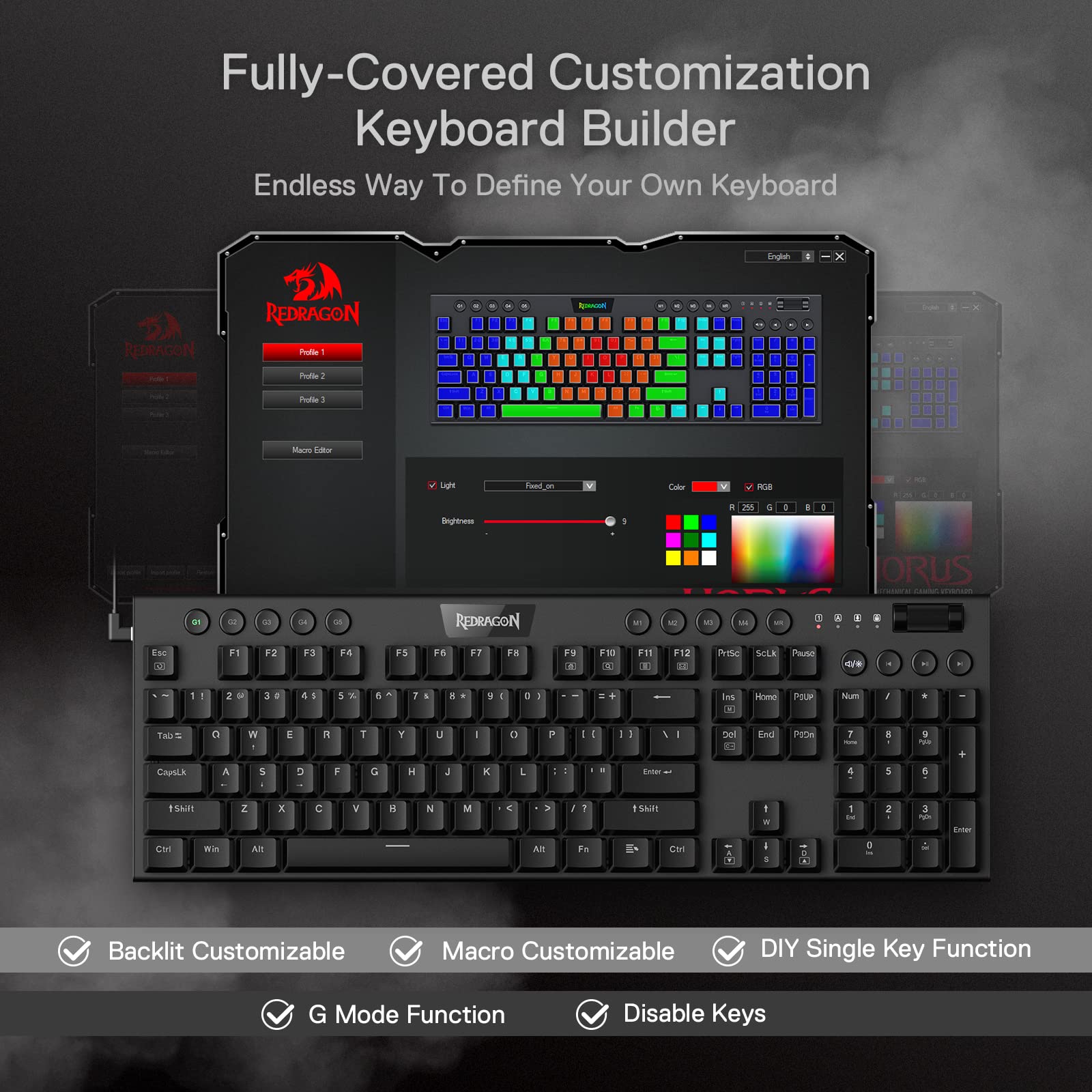 Foto 8 pulgar | Teclado Mecánico Redragon K619 Horus Rgb Ultrafino - Venta Internacional.