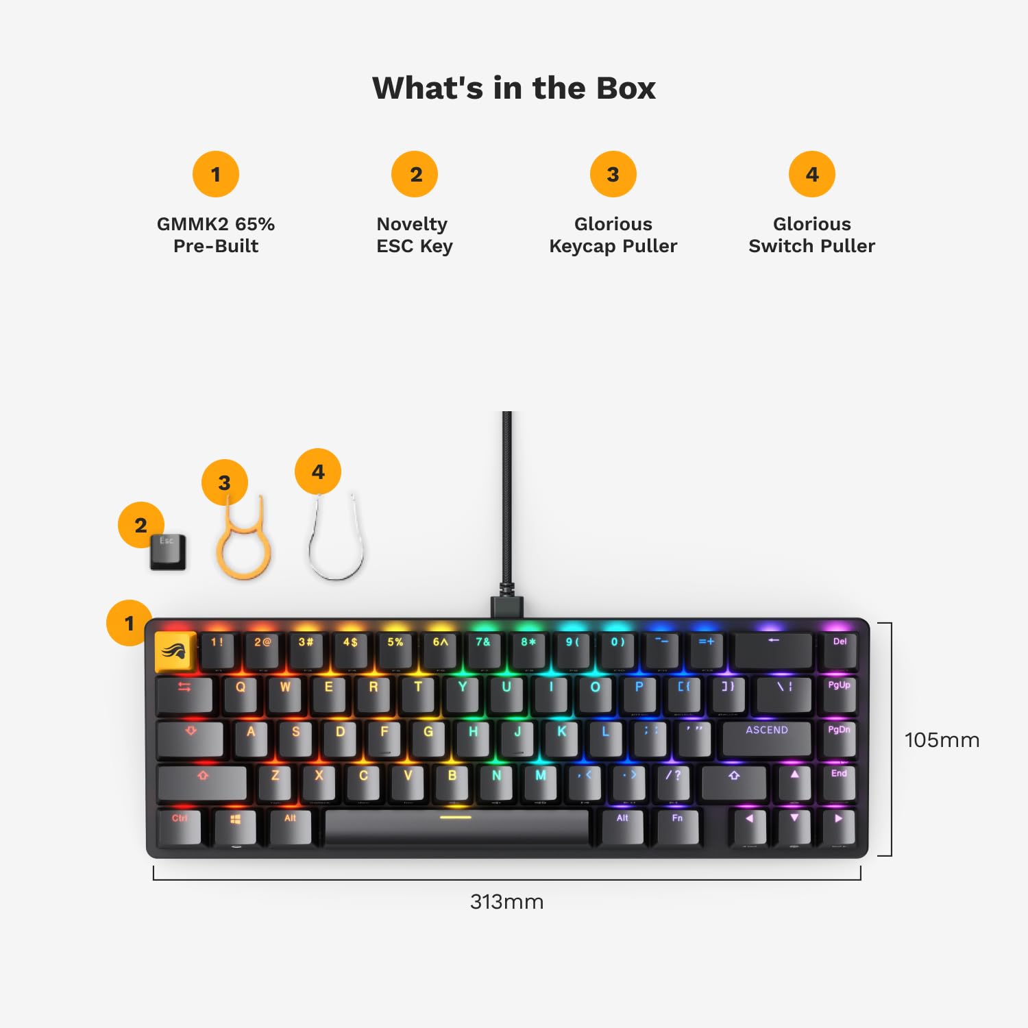 Foto 6 | Teclado Mecánico Glorious Gmmk 2 Tkl 65% Hotswap Cherry Mx - Venta Internacional.
