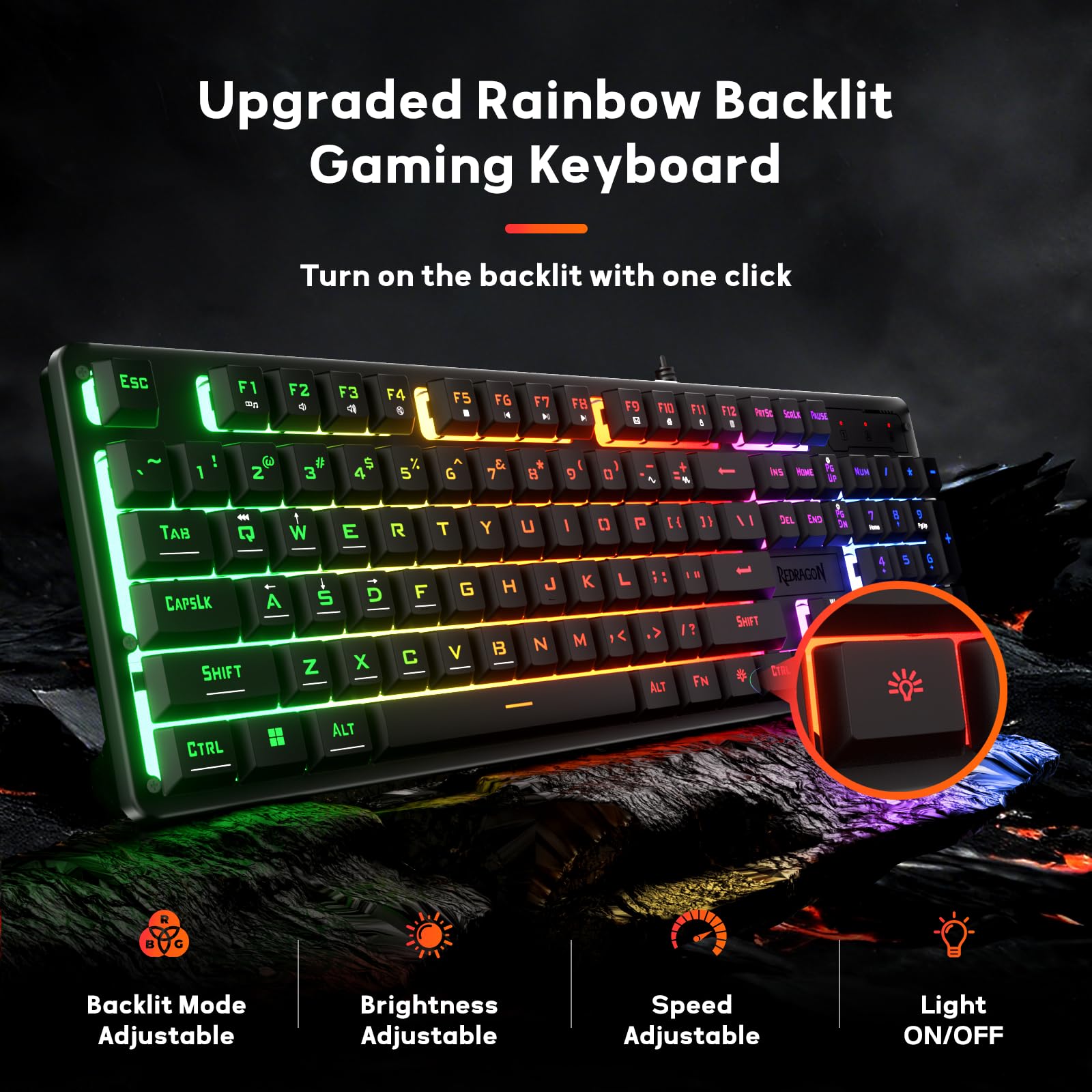 Foto 3 pulgar | Teclado Para Juegos Redragon K521 Upgrade Rainbow Led 104 Teclas - Venta Internacional.