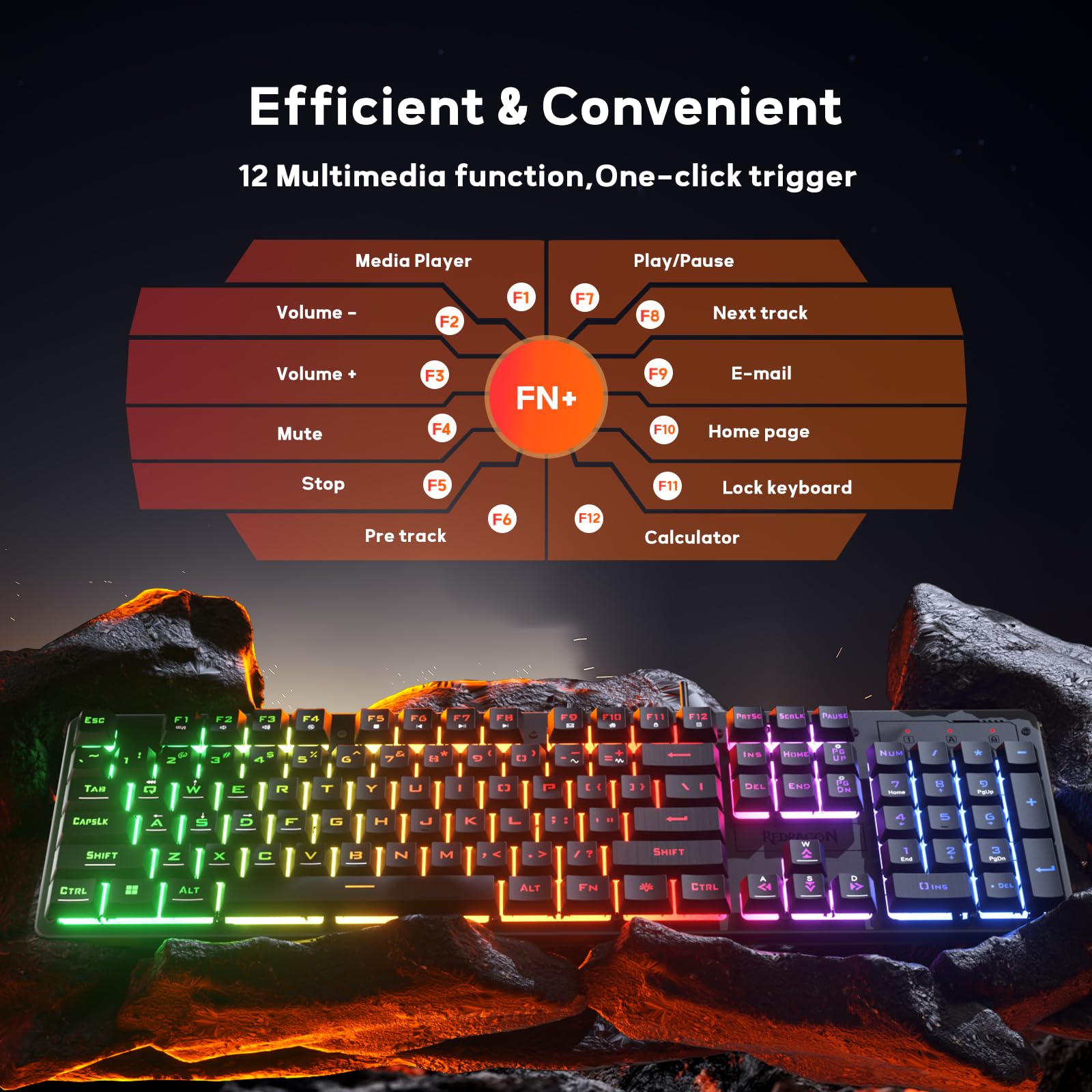 Foto 5 pulgar | Teclado Para Juegos Redragon K521 Upgrade Rainbow Led 104 Teclas - Venta Internacional.