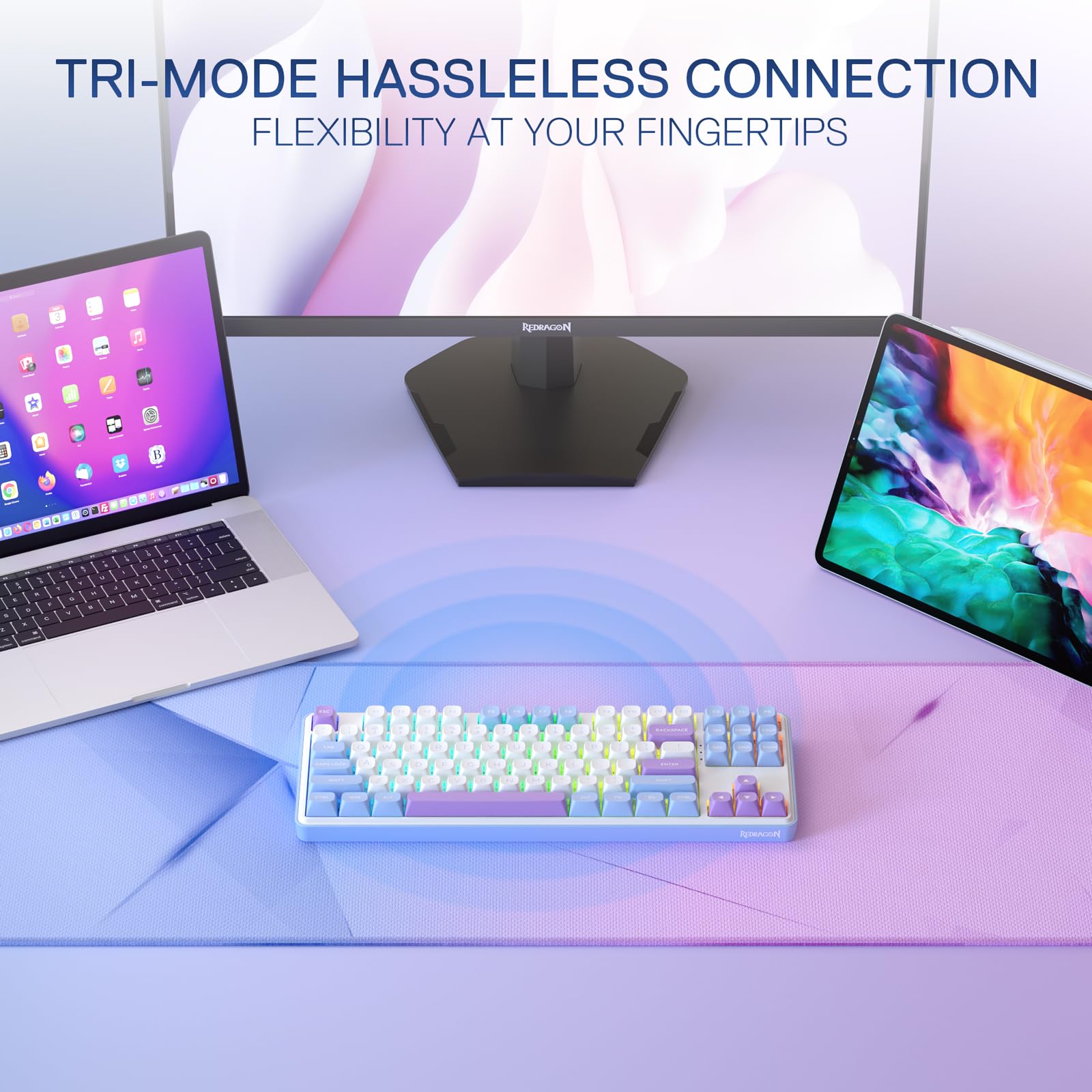 Foto 8 pulgar | Teclado Gaming Redragon K707 Pro 80% Inalámbrico Rgb 87 Teclas - Venta Internacional.