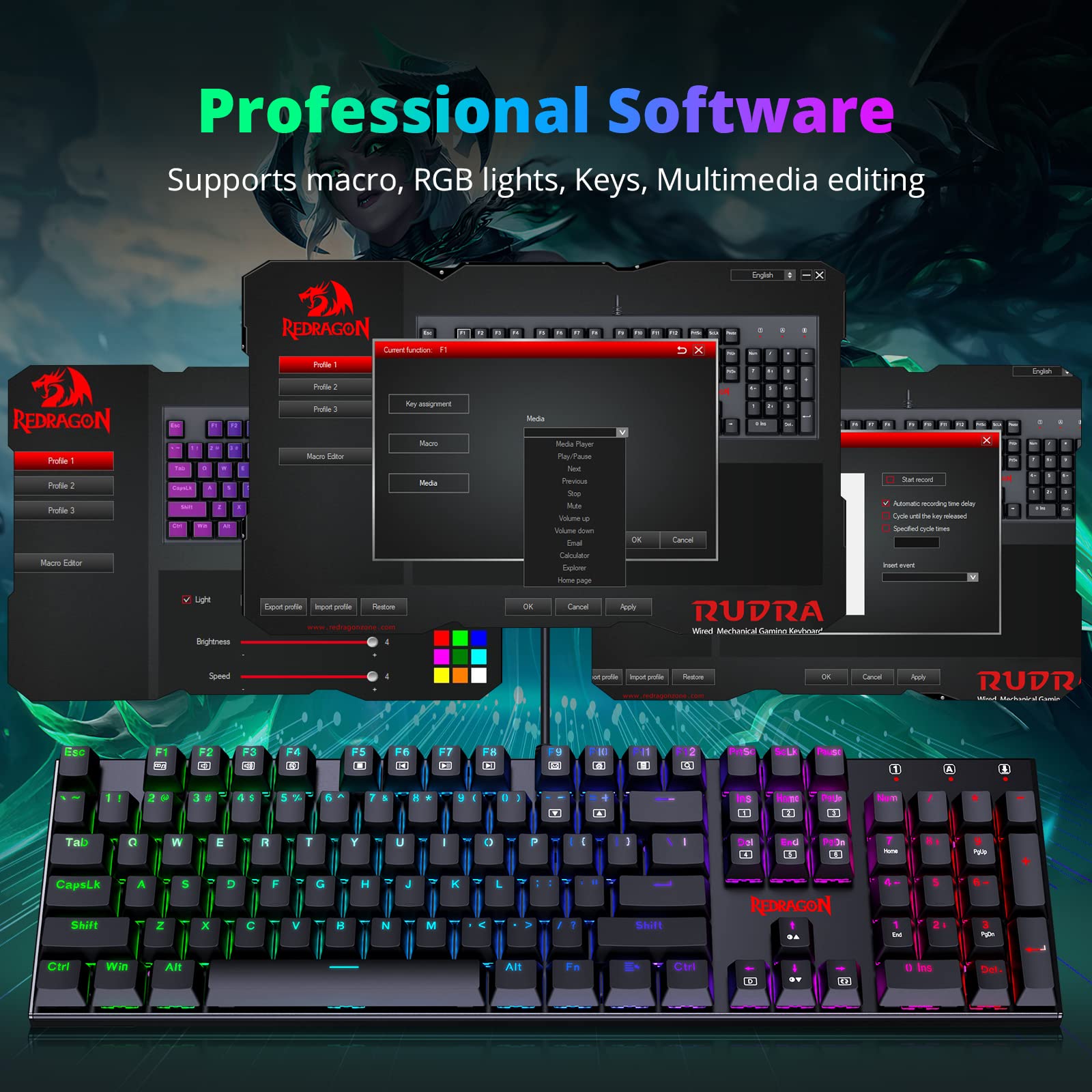 Foto 4 pulgar | Teclado Mecánico Para Juegos Redragon K565 Rgb Retroiluminado Negro - Venta Internacional.