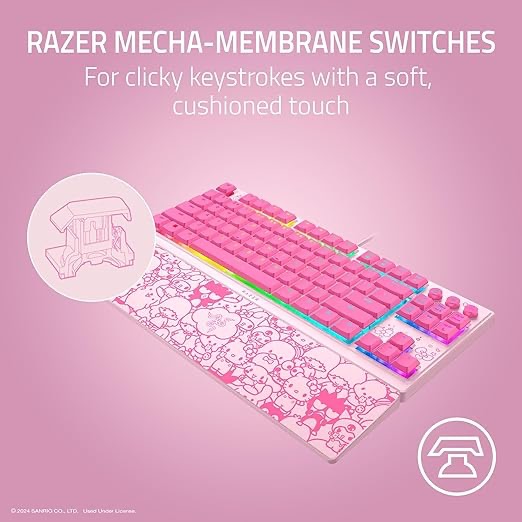 Foto 6 | Teclado Alambrico Razer Ornata V3 Tenkeyless Hello Kitty And Friends Rosa