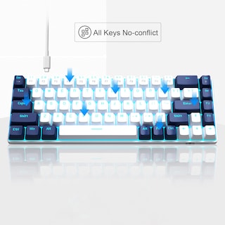 Foto 5 | Teclado Mecánico Para Juegos Magegee Mk-box 68 Teclas Blanco/azul - Venta Internacional.