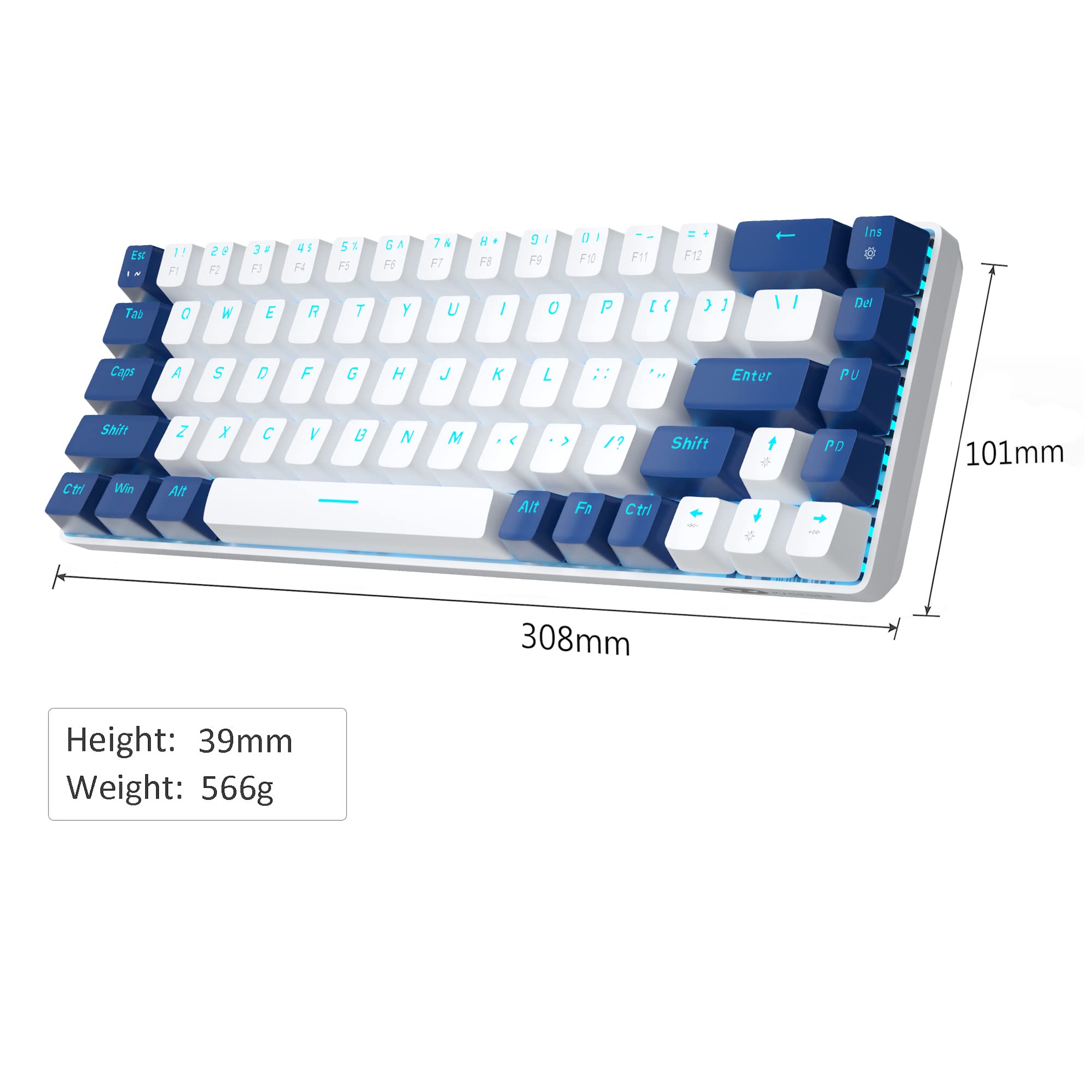 Foto 8 pulgar | Teclado Mecánico Para Juegos Magegee Mk-box 68 Teclas Blanco/azul - Venta Internacional.