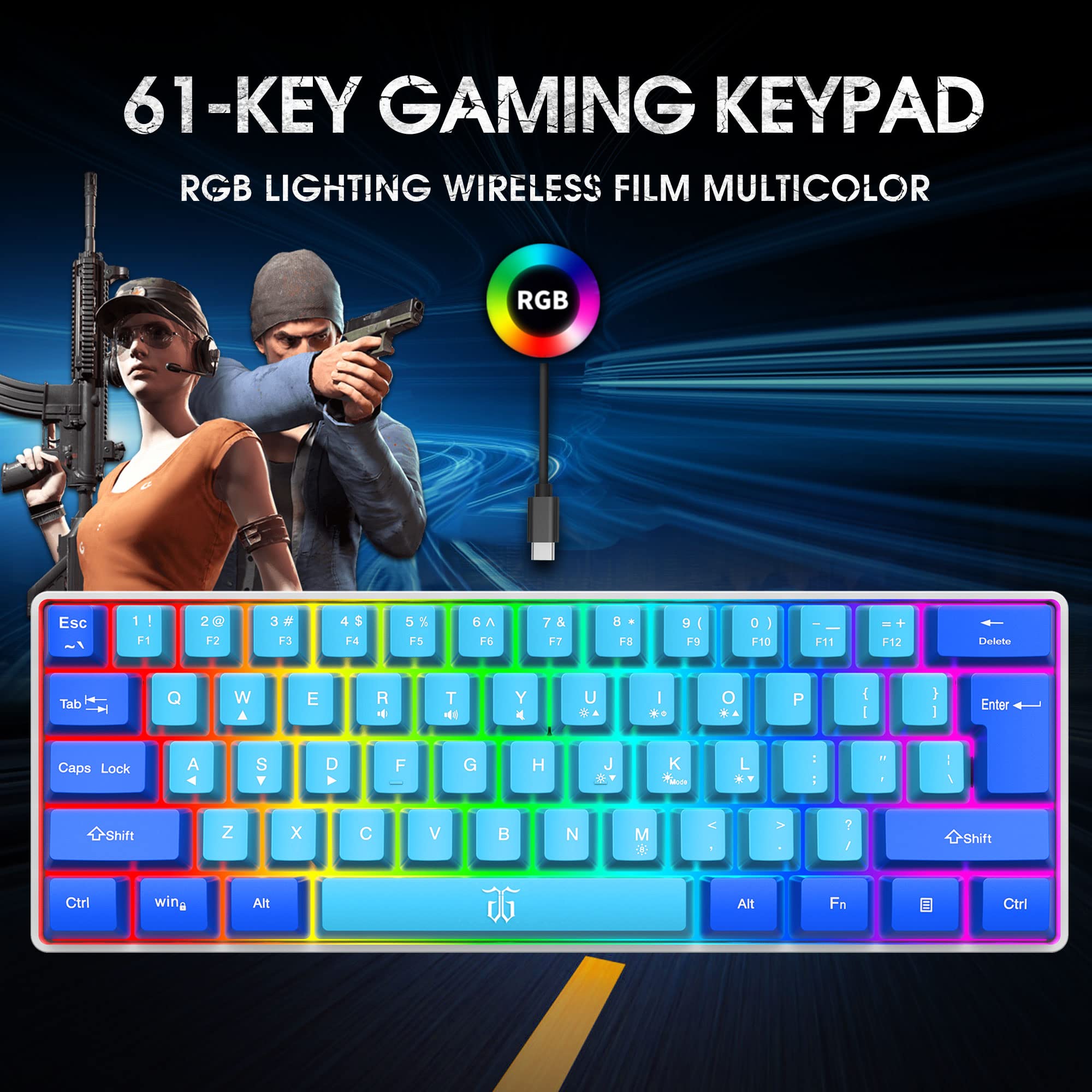 Foto 3 pulgar | Teclado Para Juegos Snpurdiri Con 60% De Cable Rgb Ultracompact Mini - Venta Internacional.