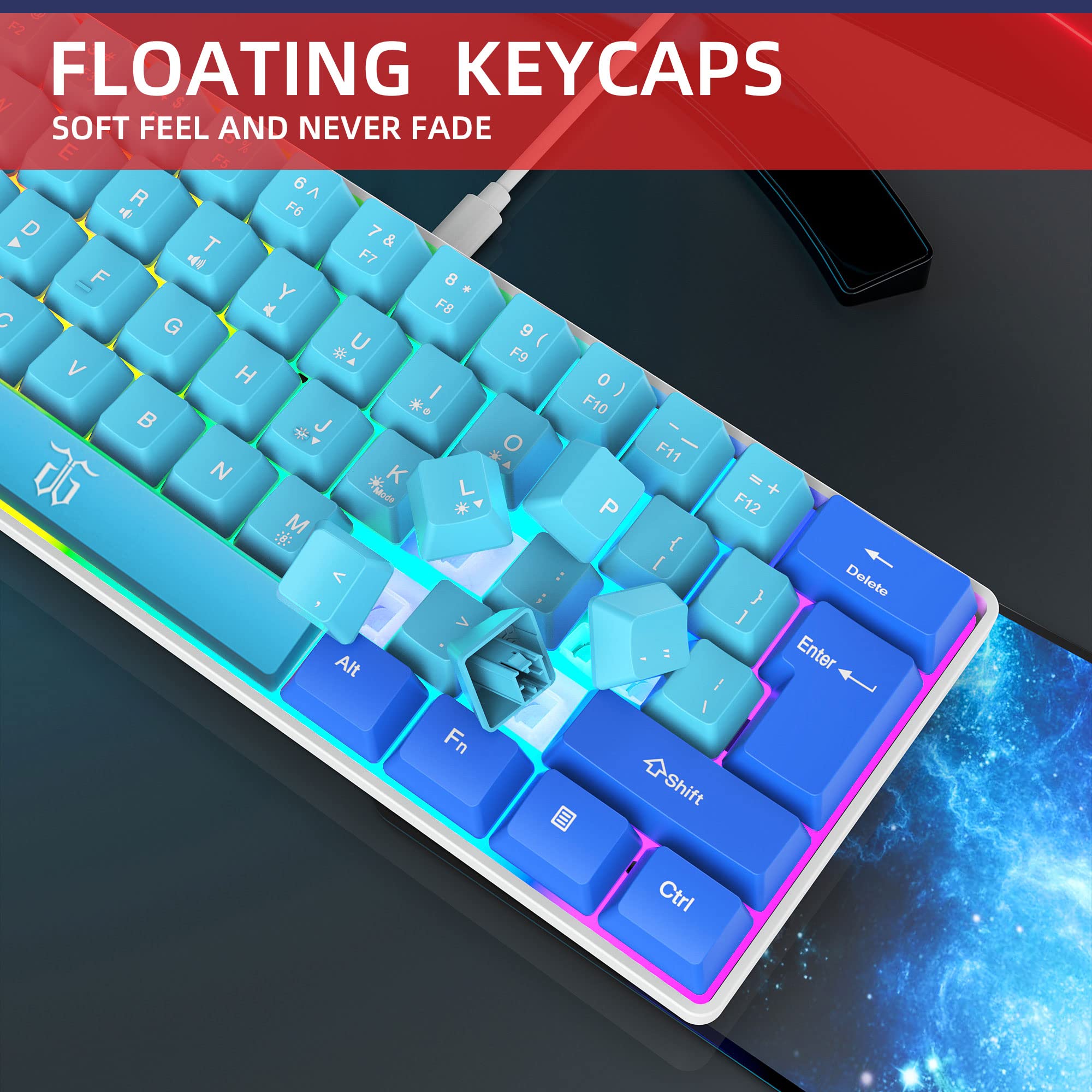 Foto 4 pulgar | Teclado Para Juegos Snpurdiri Con 60% De Cable Rgb Ultracompact Mini - Venta Internacional.