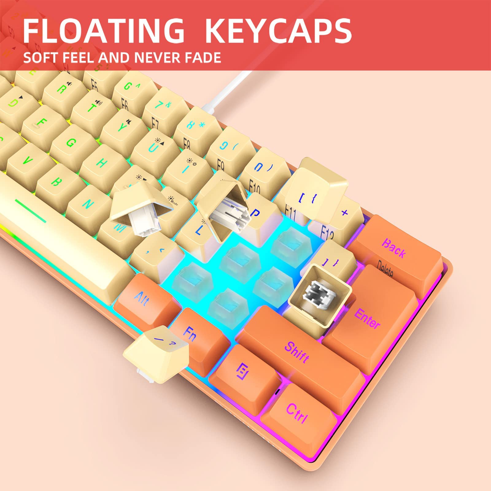 Foto 4 | Teclado Para Juegos Snpurdiri Con Retroiluminación Rgb, 60%, Ultracompacto, 61 Teclas - Venta Internacional.