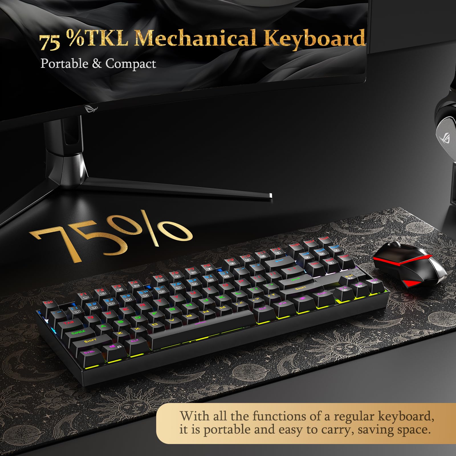 Foto 6 | Teclado Mecánico Para Juegos Redragon K552 87 Teclas Con Retroiluminación Rgb - Venta Internacional.