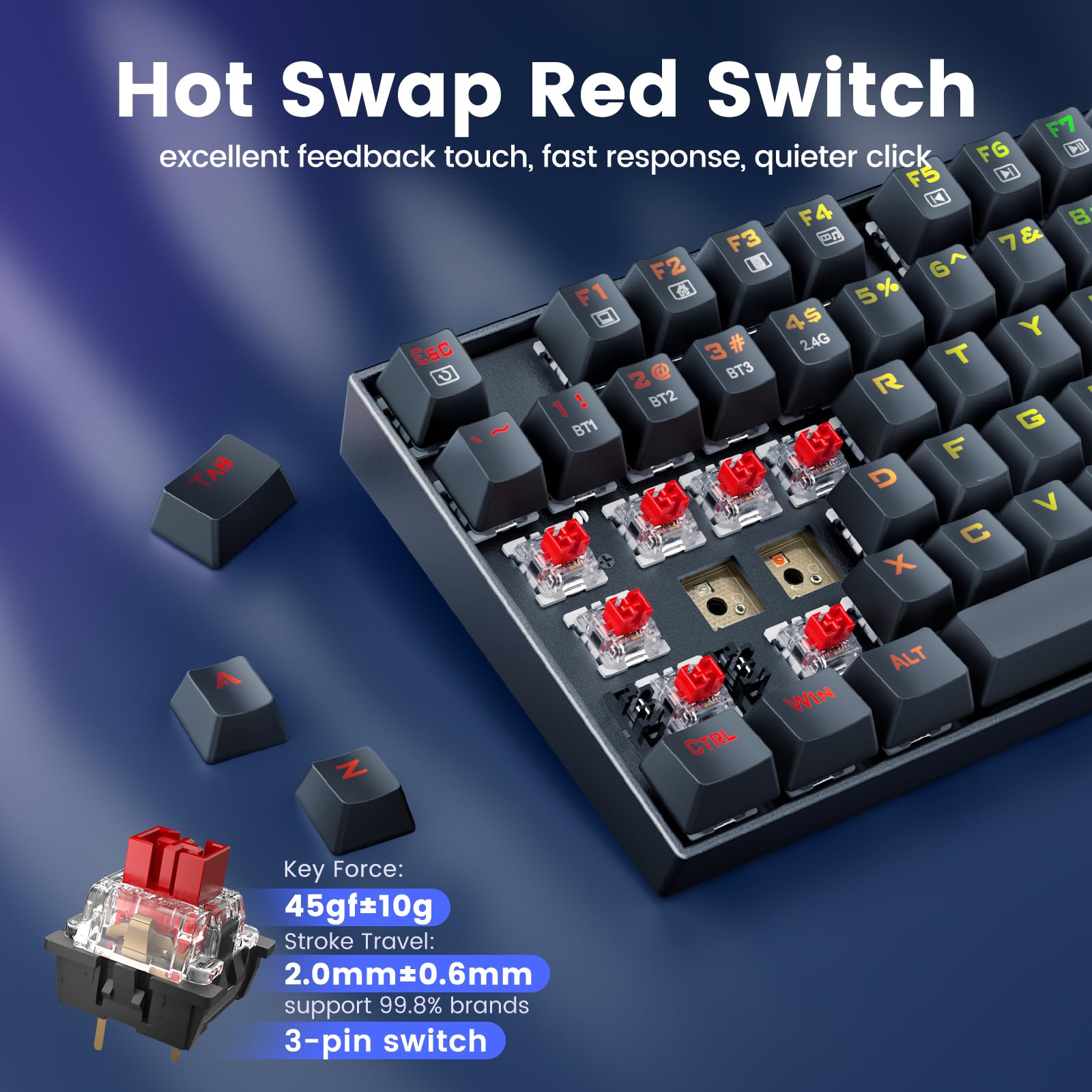 Foto 4 | Teclado Inalámbrico Para Juegos Redragon K552-krs Con Retroiluminación - Venta Internacional.