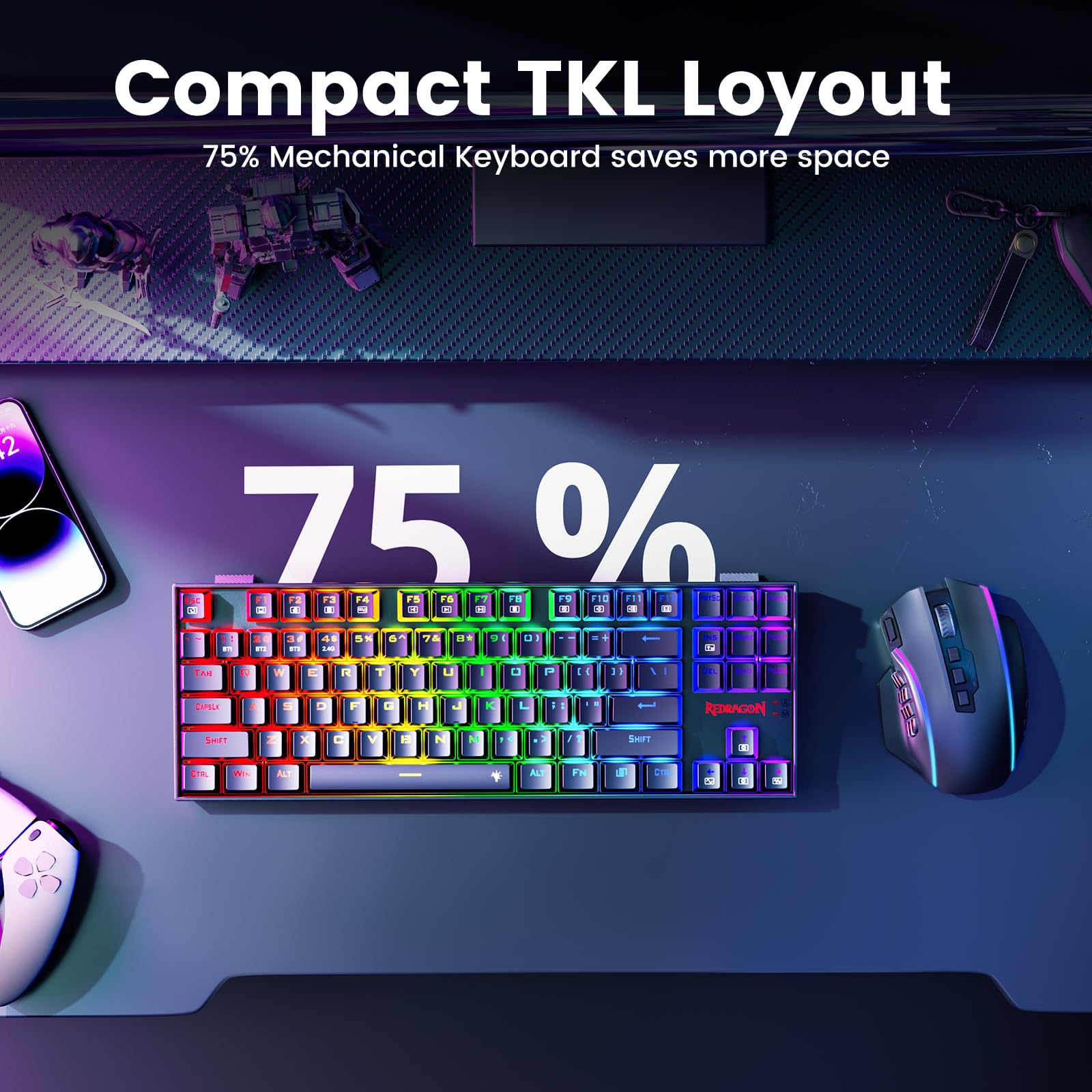 Foto 6 pulgar | Teclado Inalámbrico Para Juegos Redragon K552-krs Con Retroiluminación - Venta Internacional.