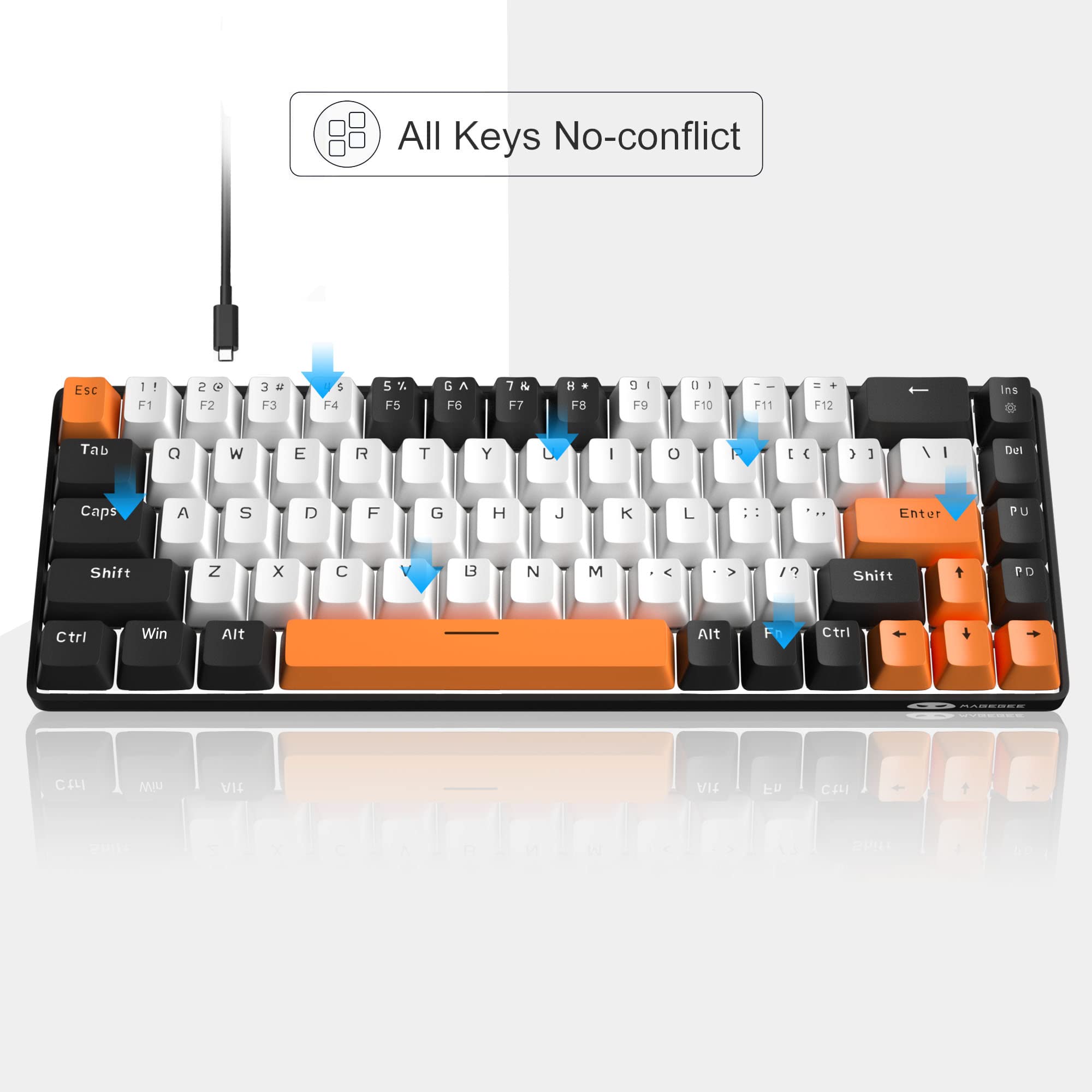 Foto 4 | Teclado Mecánico Para Juegos Magegee Mk-box 68 Teclas Con Interruptor Rojo - Venta Internacional.