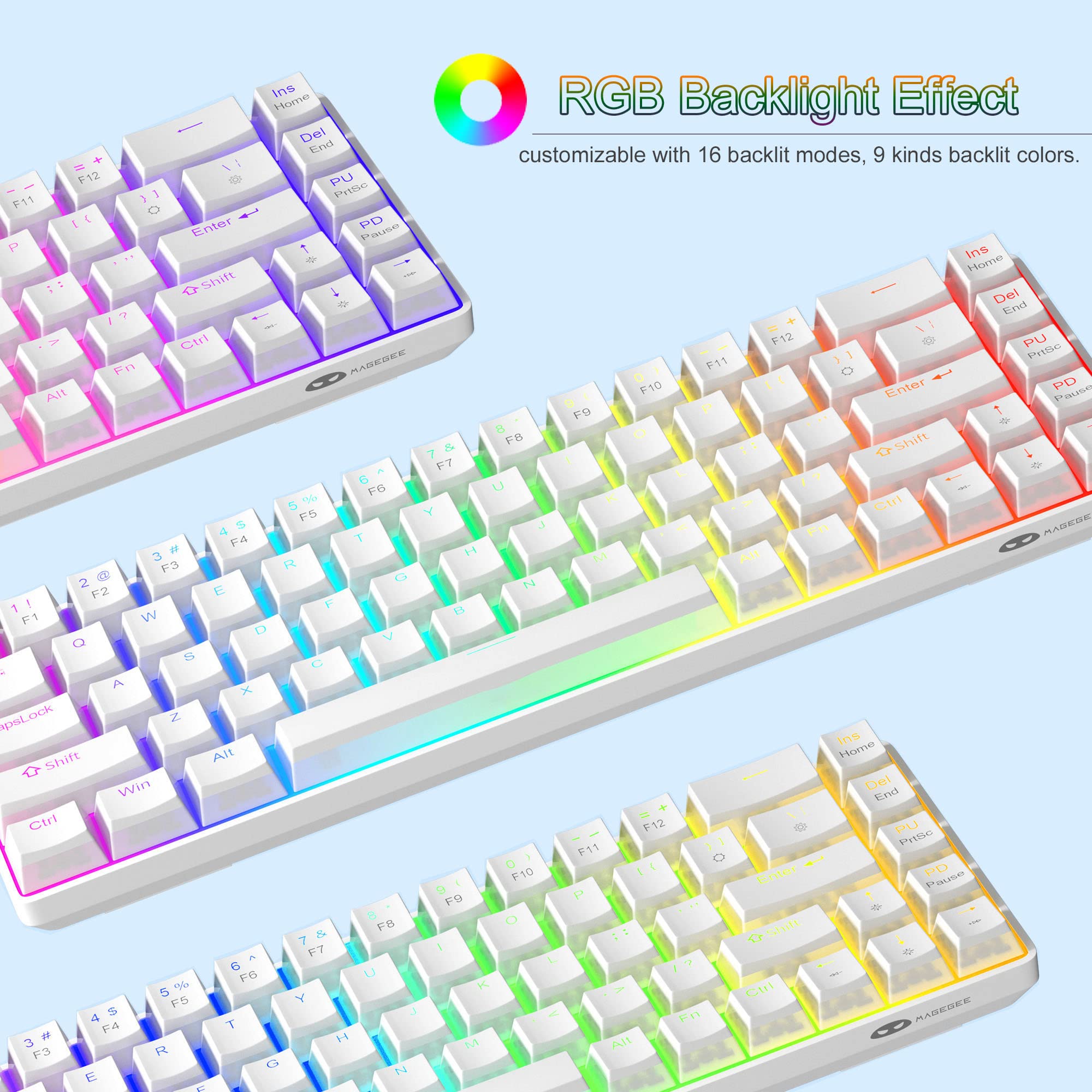 Foto 5 | Teclado Mecánico Para Juegos Magegee Portable Con Interruptor Rojo 60% Rgb - Venta Internacional.
