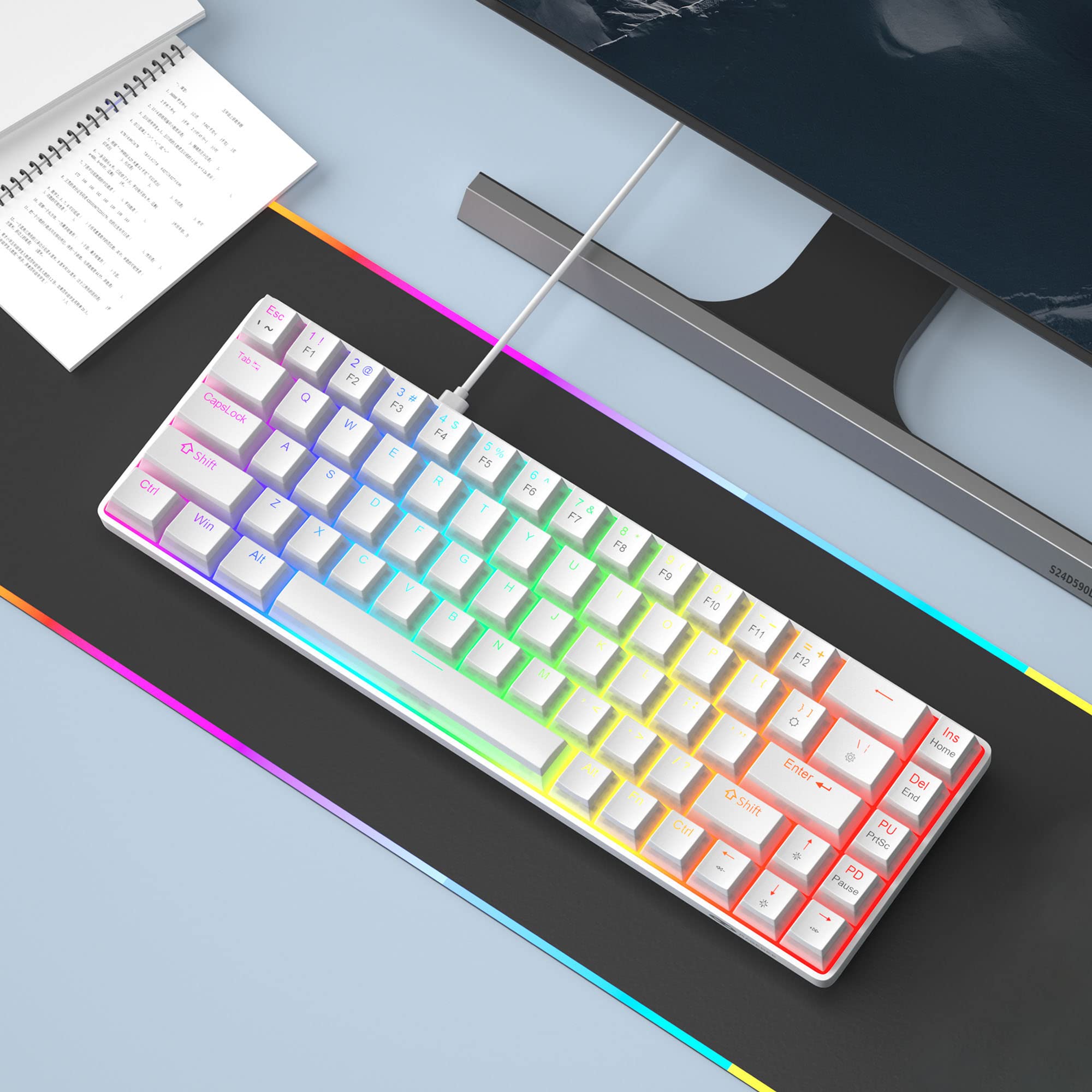 Foto 6 | Teclado Mecánico Para Juegos Magegee Portable Con Interruptor Rojo 60% Rgb - Venta Internacional.